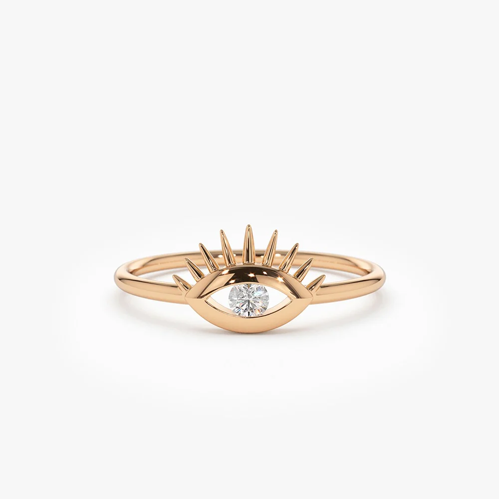 14k Diamond Evil Eye Ring - Image 4