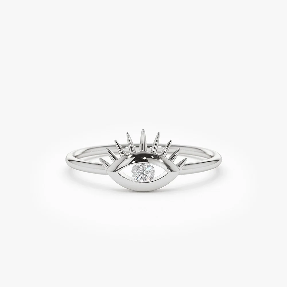 14k Diamond Evil Eye Ring - Image 5