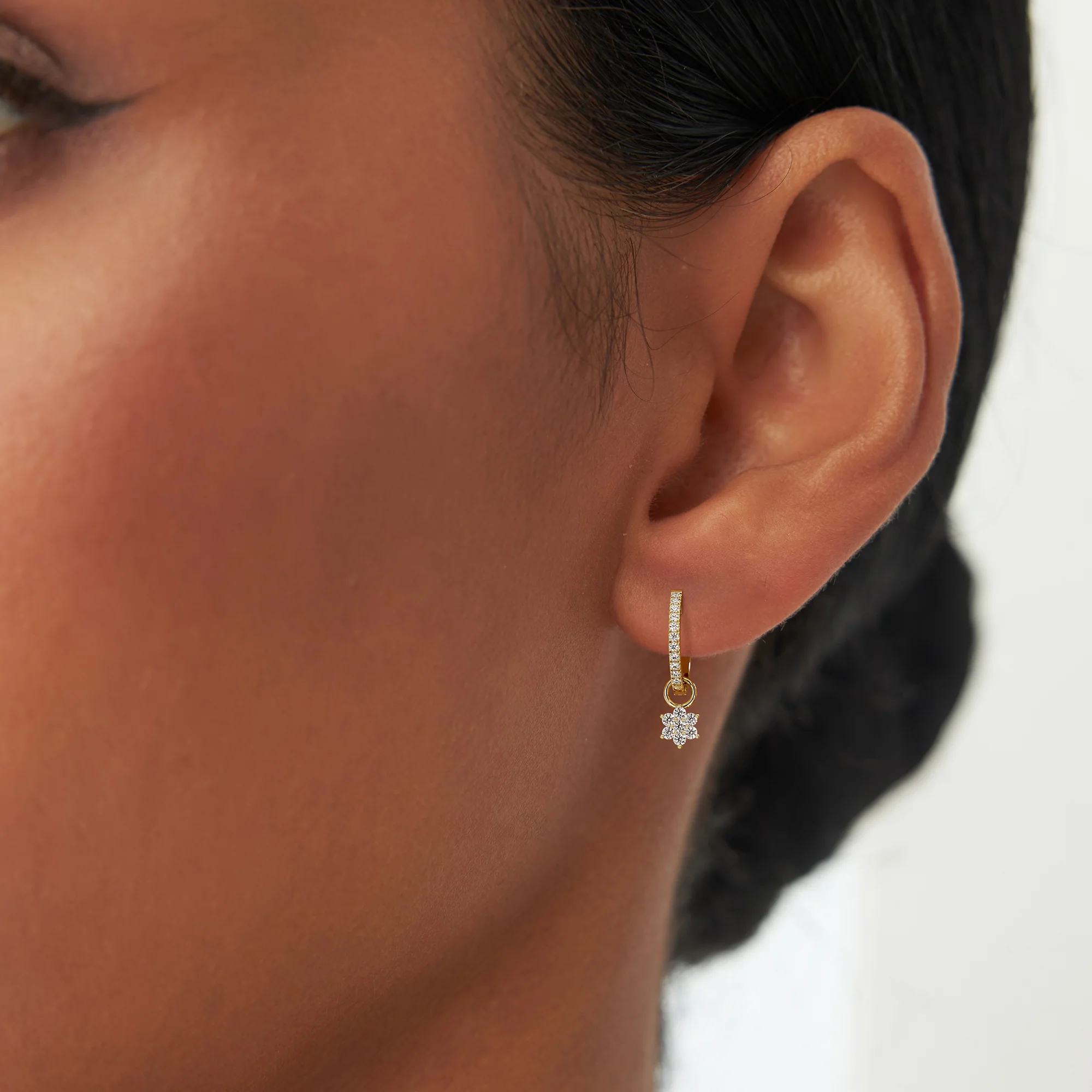 14k Diamond Flower Hoop Charm - Image 2