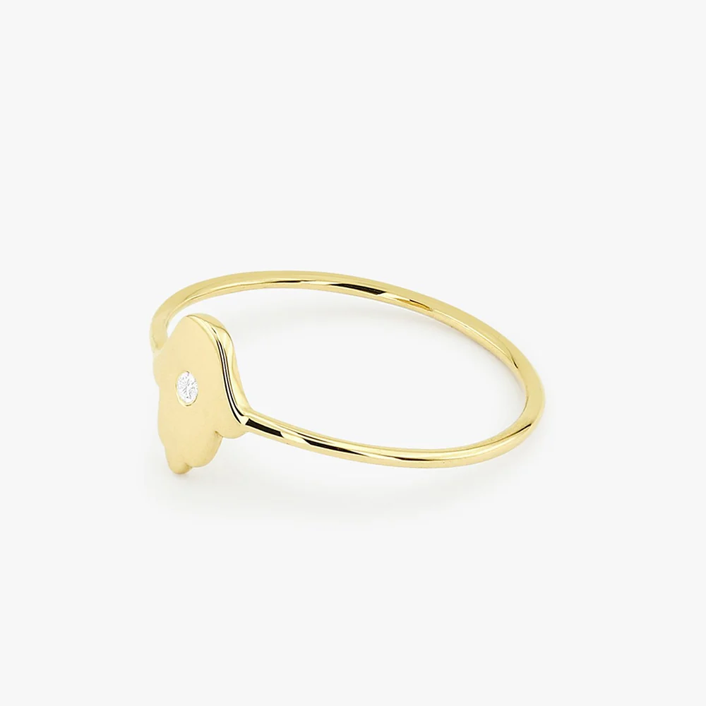 14K Gold Diamond Hamsa Ring - Image 9
