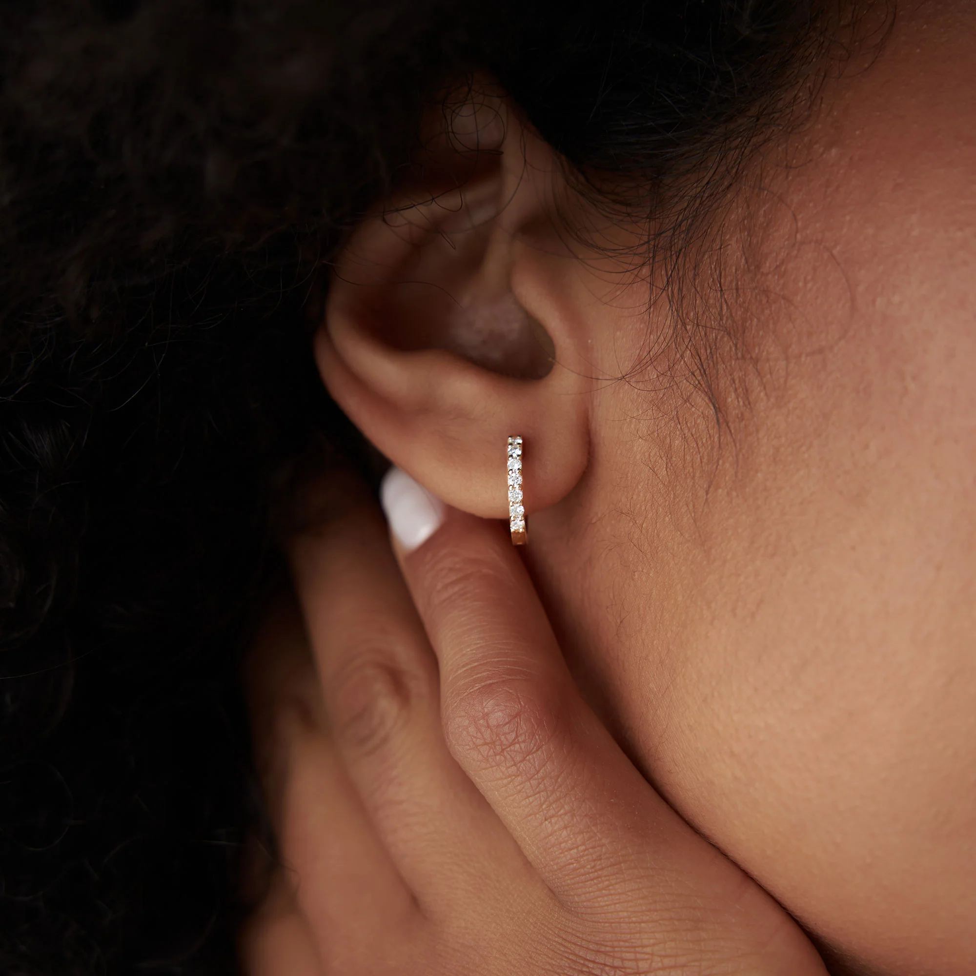 14K Gold Diamond Hoop Earrings - Image 2