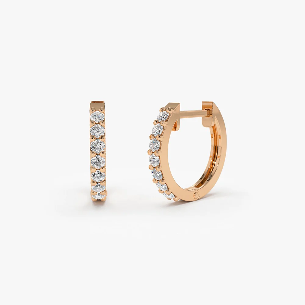 14K Gold Diamond Hoop Earrings - Image 4