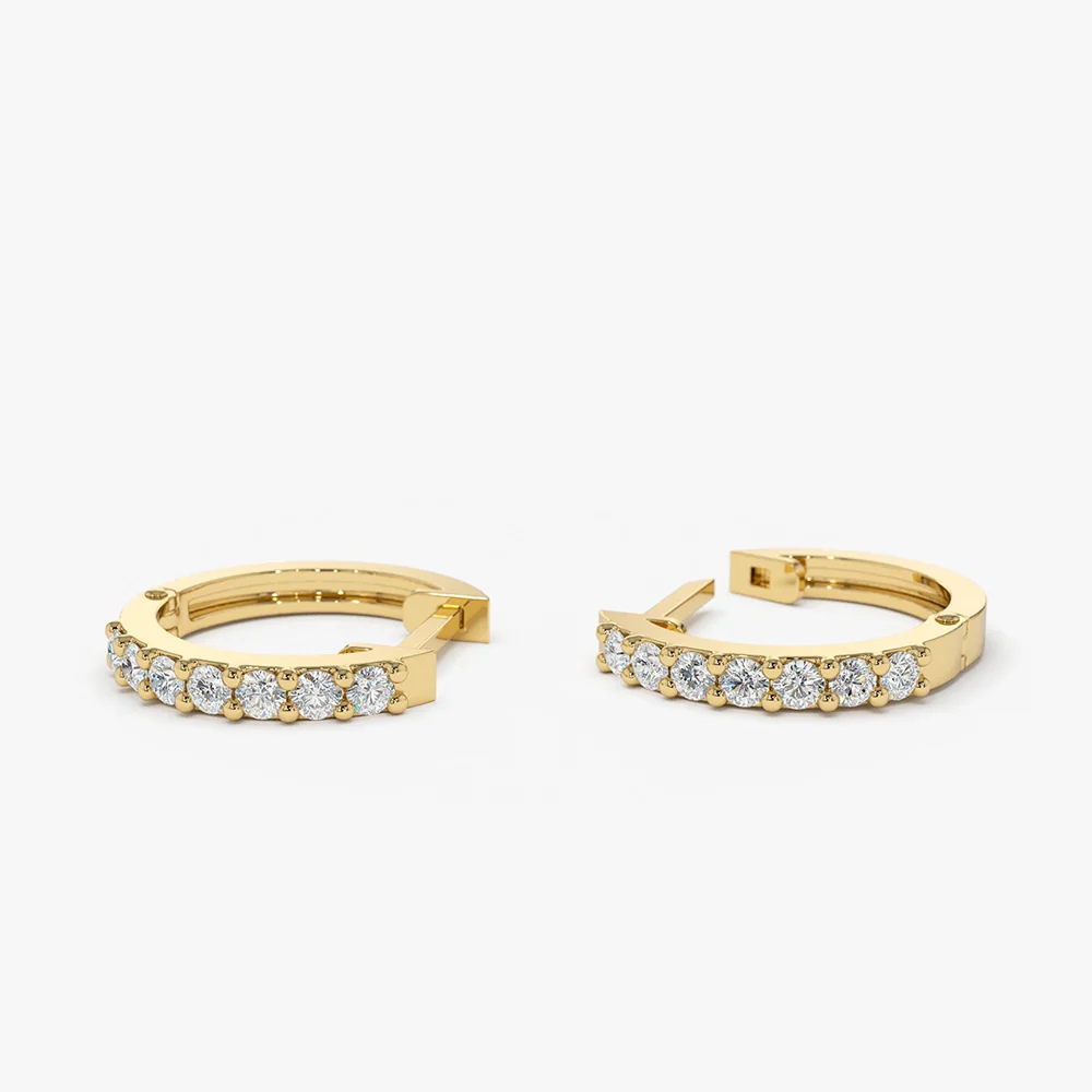 14K Gold Diamond Hoop Earrings - Image 6
