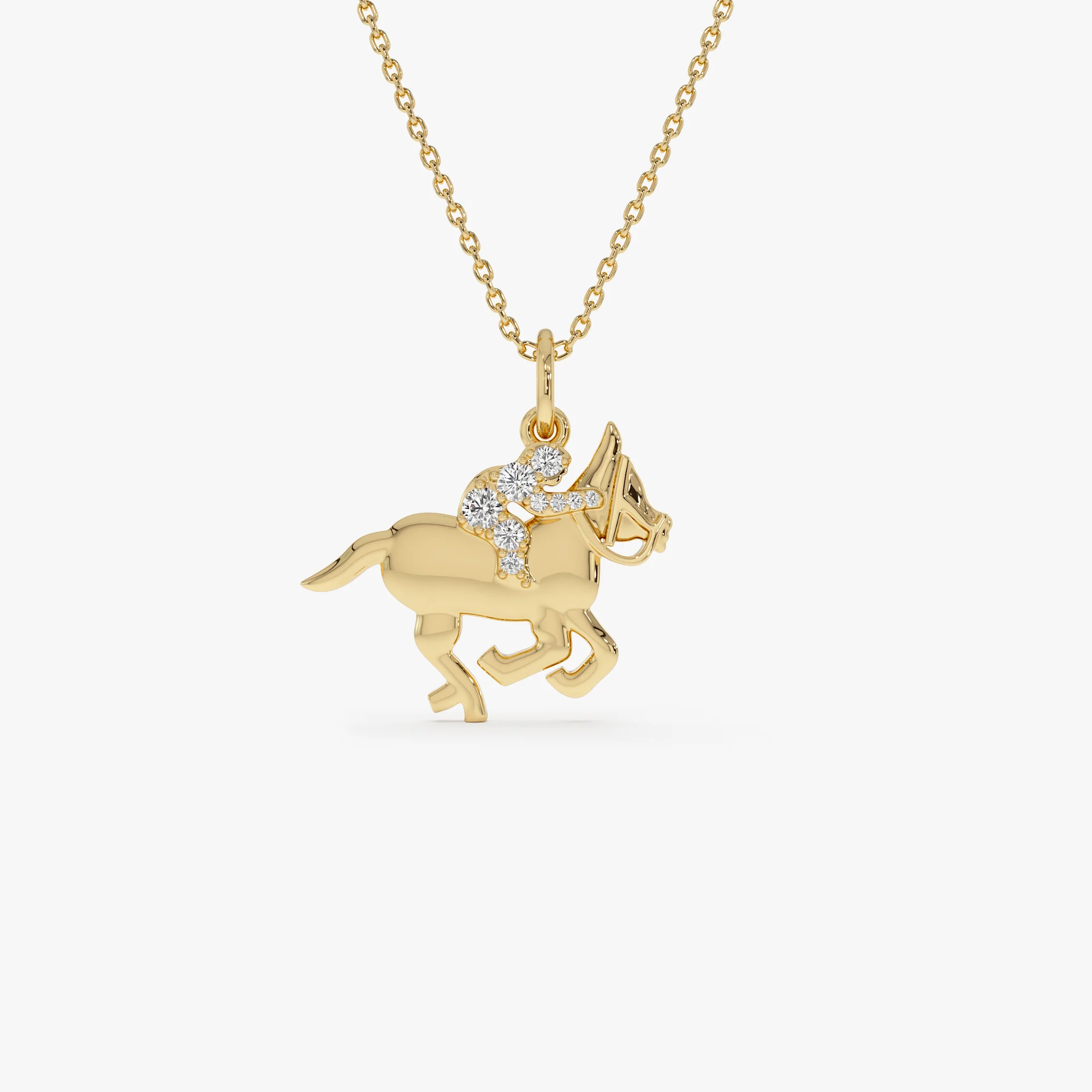 14k Diamond Horse Charm Necklace