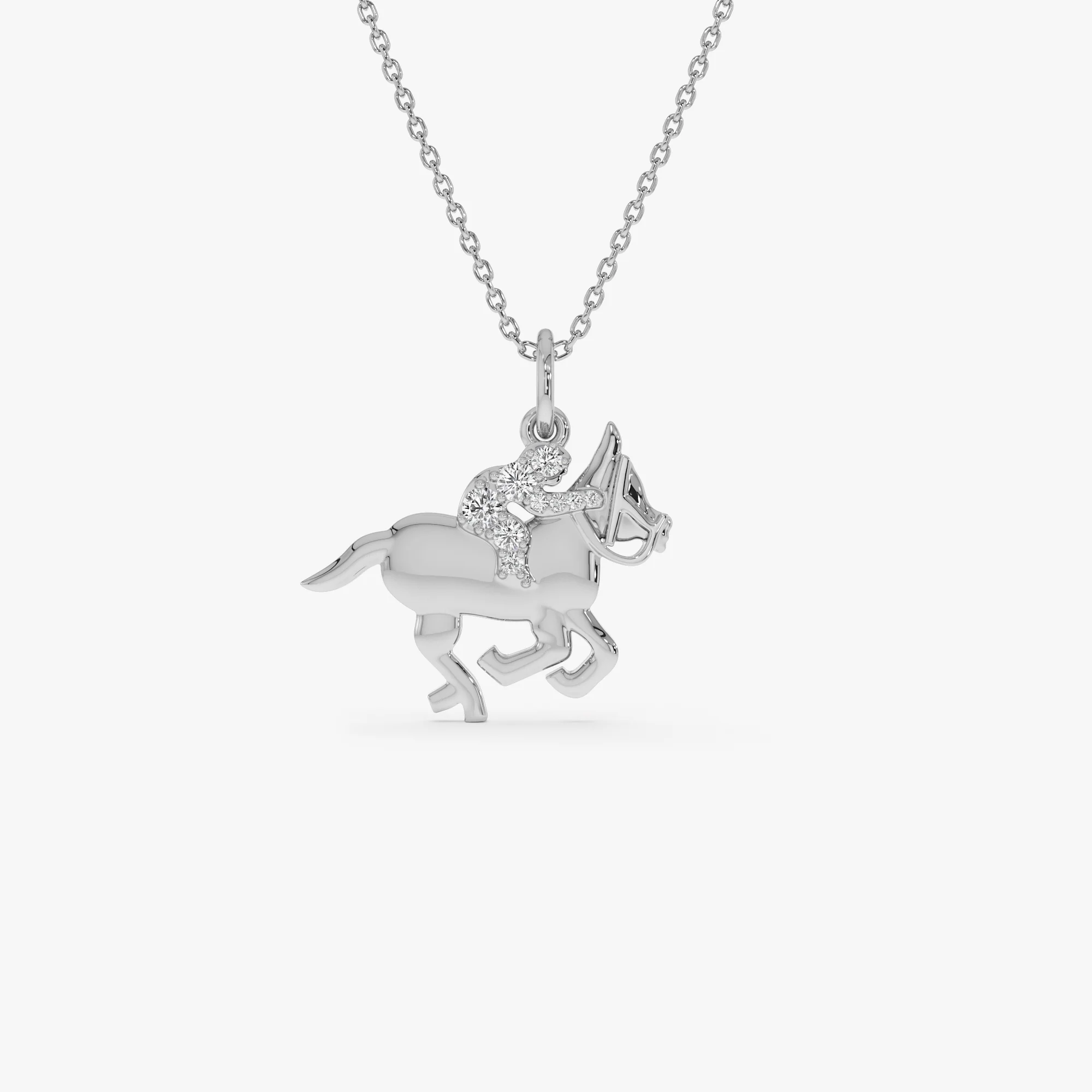 14k Diamond Horse Charm Necklace - Image 2