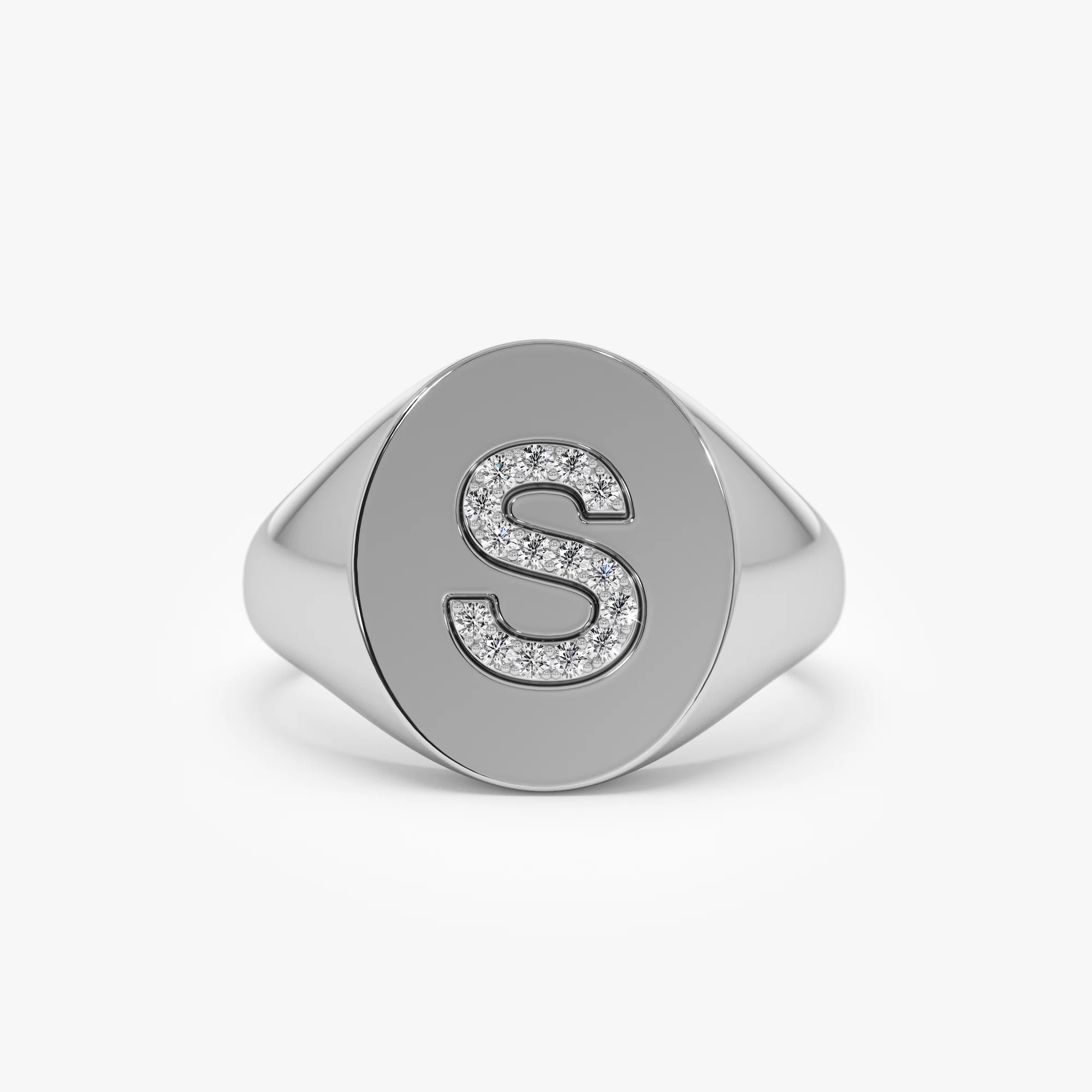 14K Diamond Letter Signet Ring - Image 6