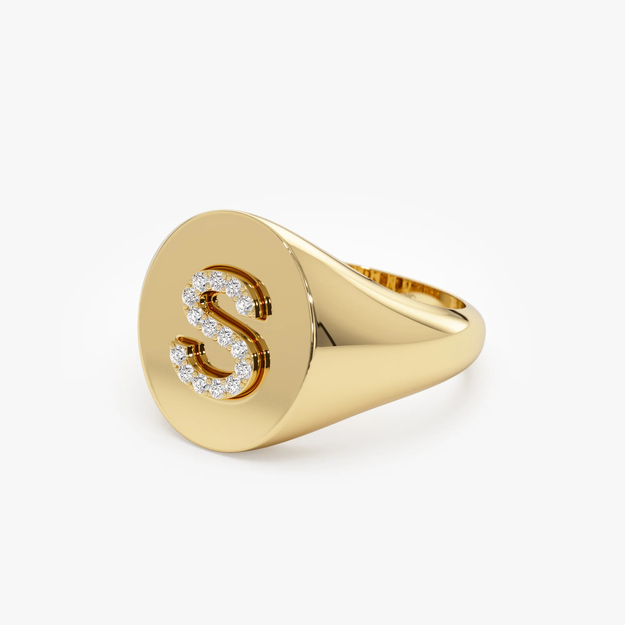 14K Diamond Letter Signet Ring - Image 7