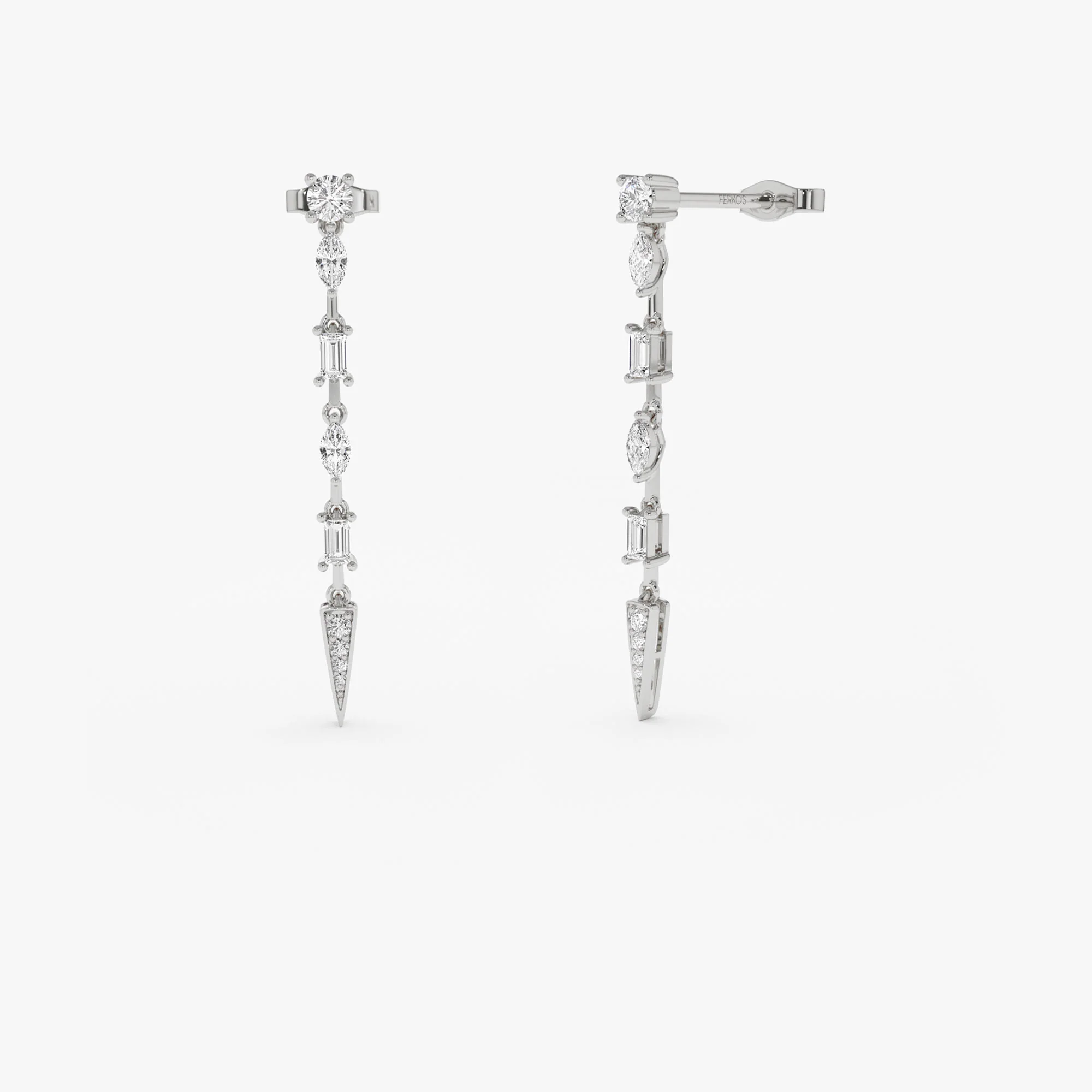 14k Diamond Linear Drop Earrings - Image 4