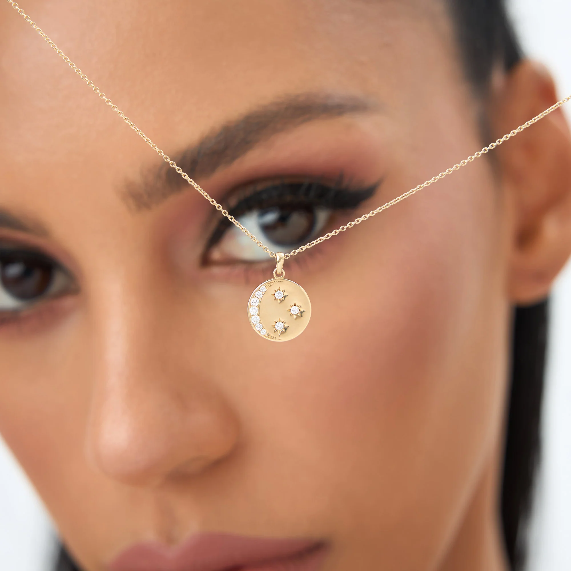14k Diamond Moon and Crescent Pendant - Image 2
