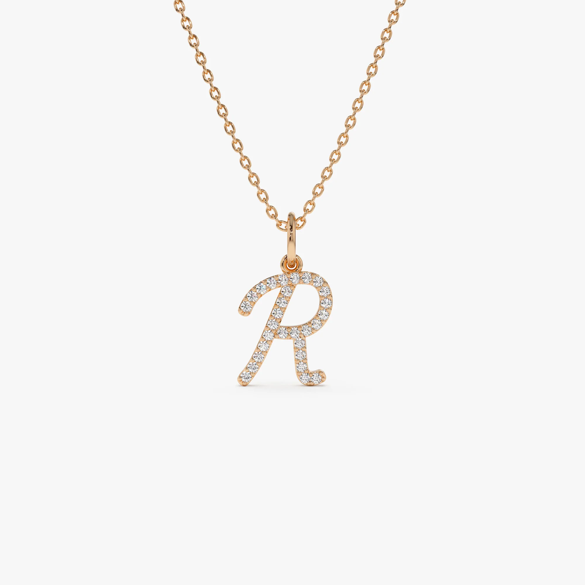 14k Diamond Script Initial Necklace - Image 5