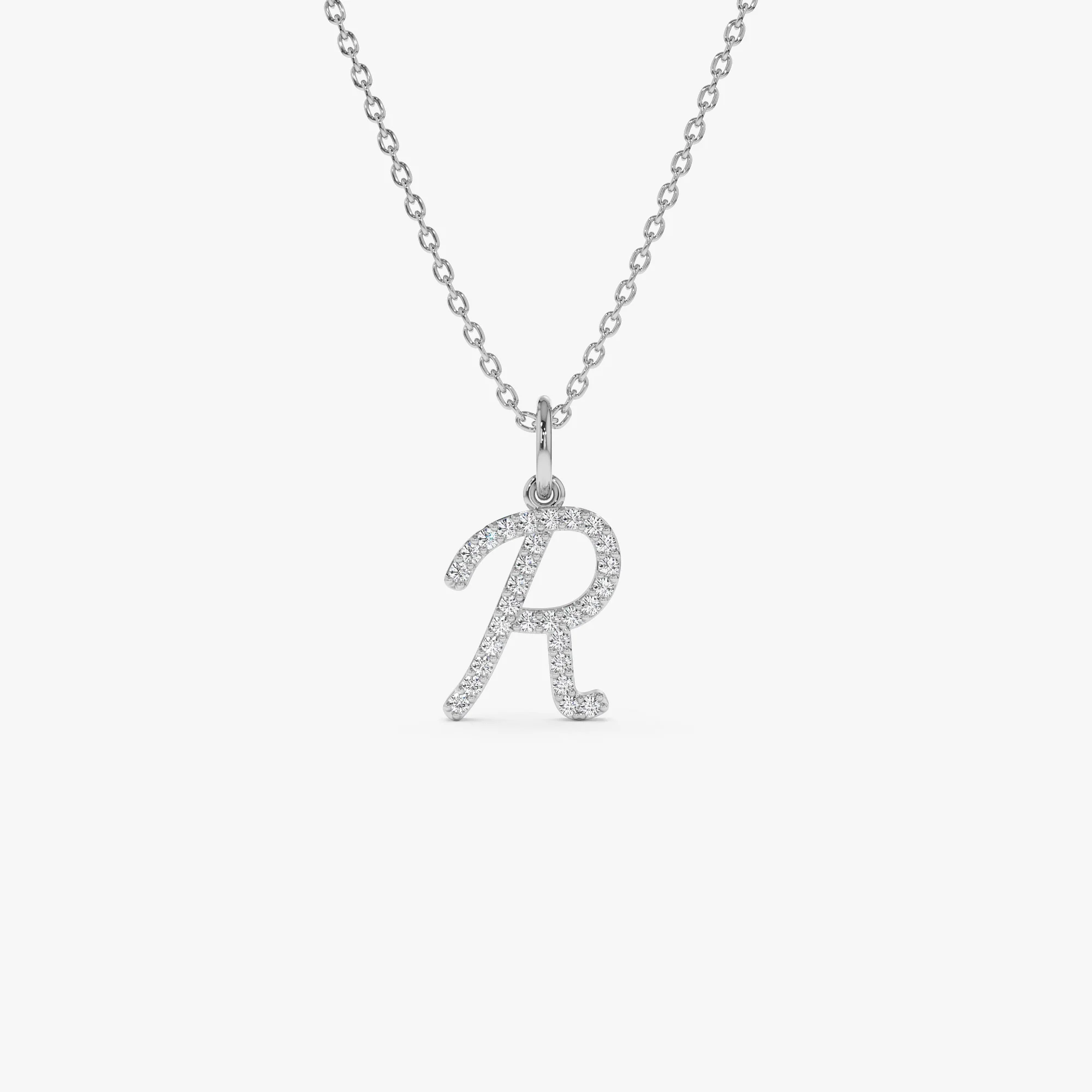 14k Diamond Script Initial Necklace - Image 6