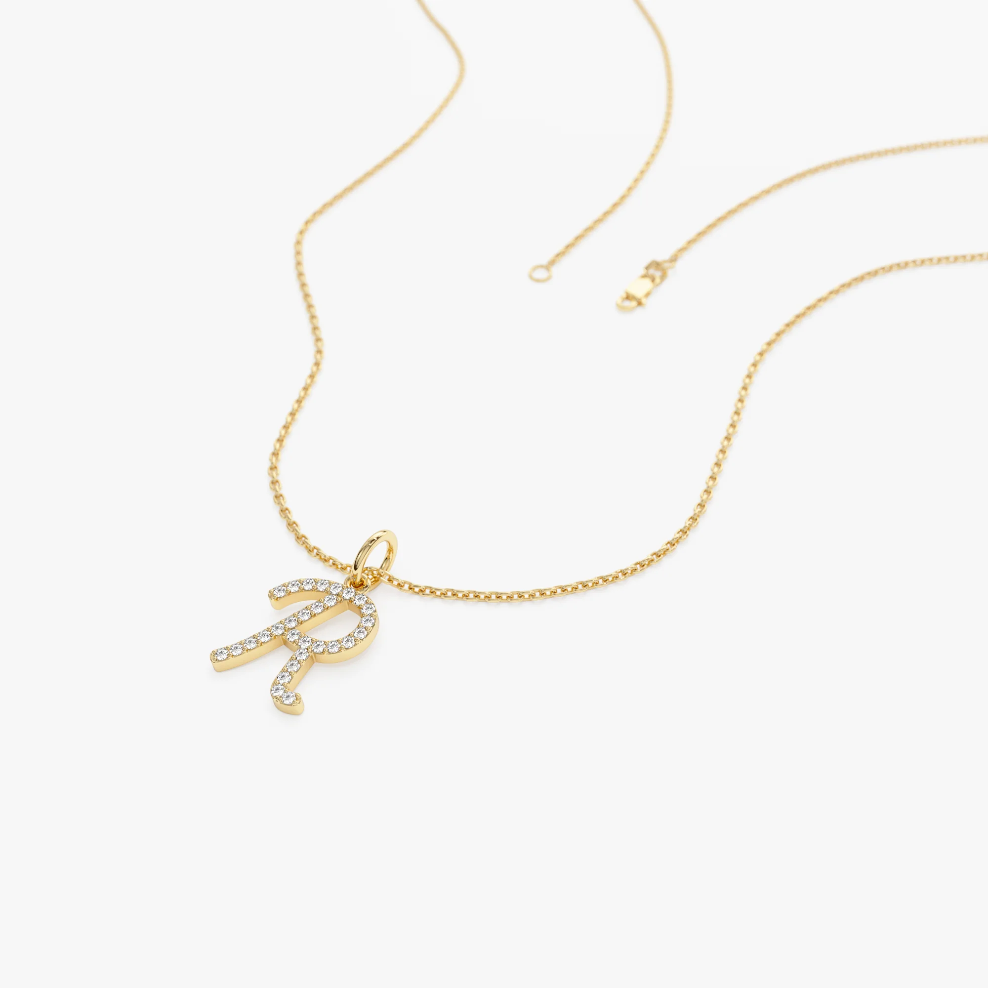 14k Diamond Script Initial Necklace - Image 7