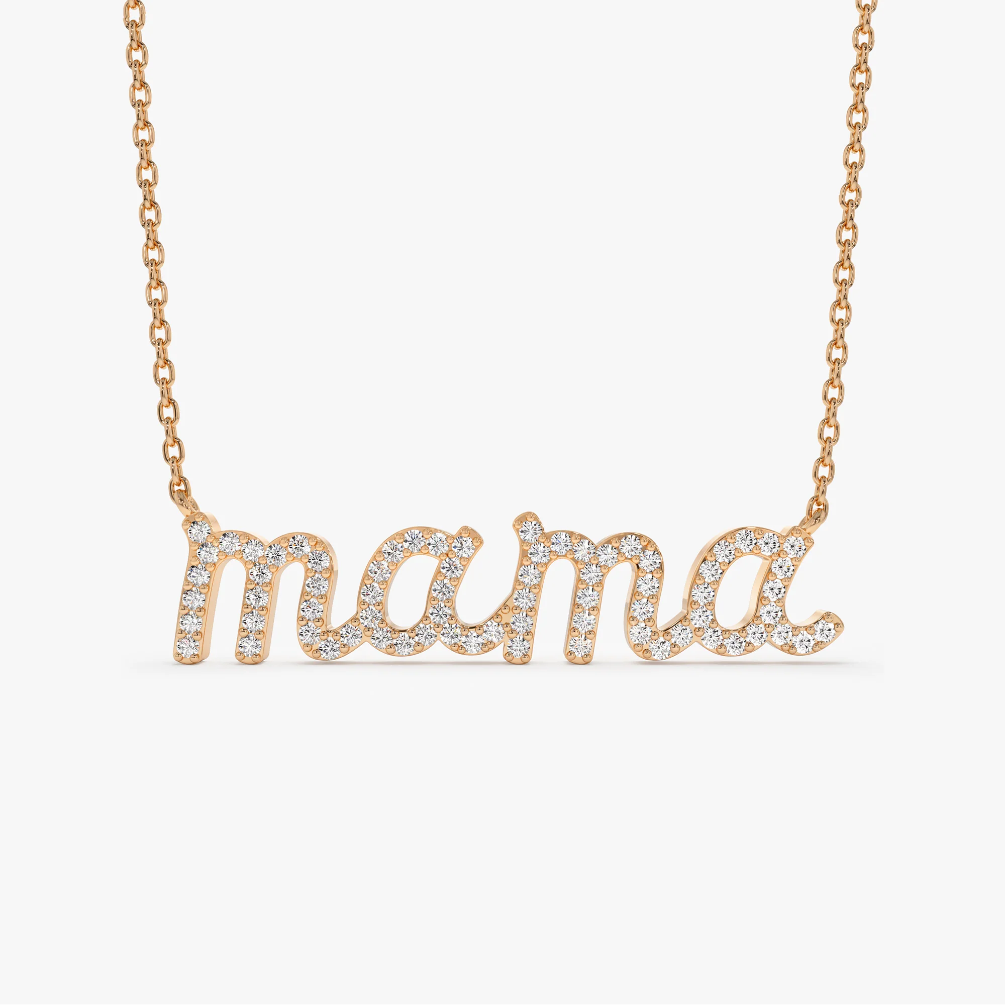 14k Diamond Script Mama Necklace - Image 6