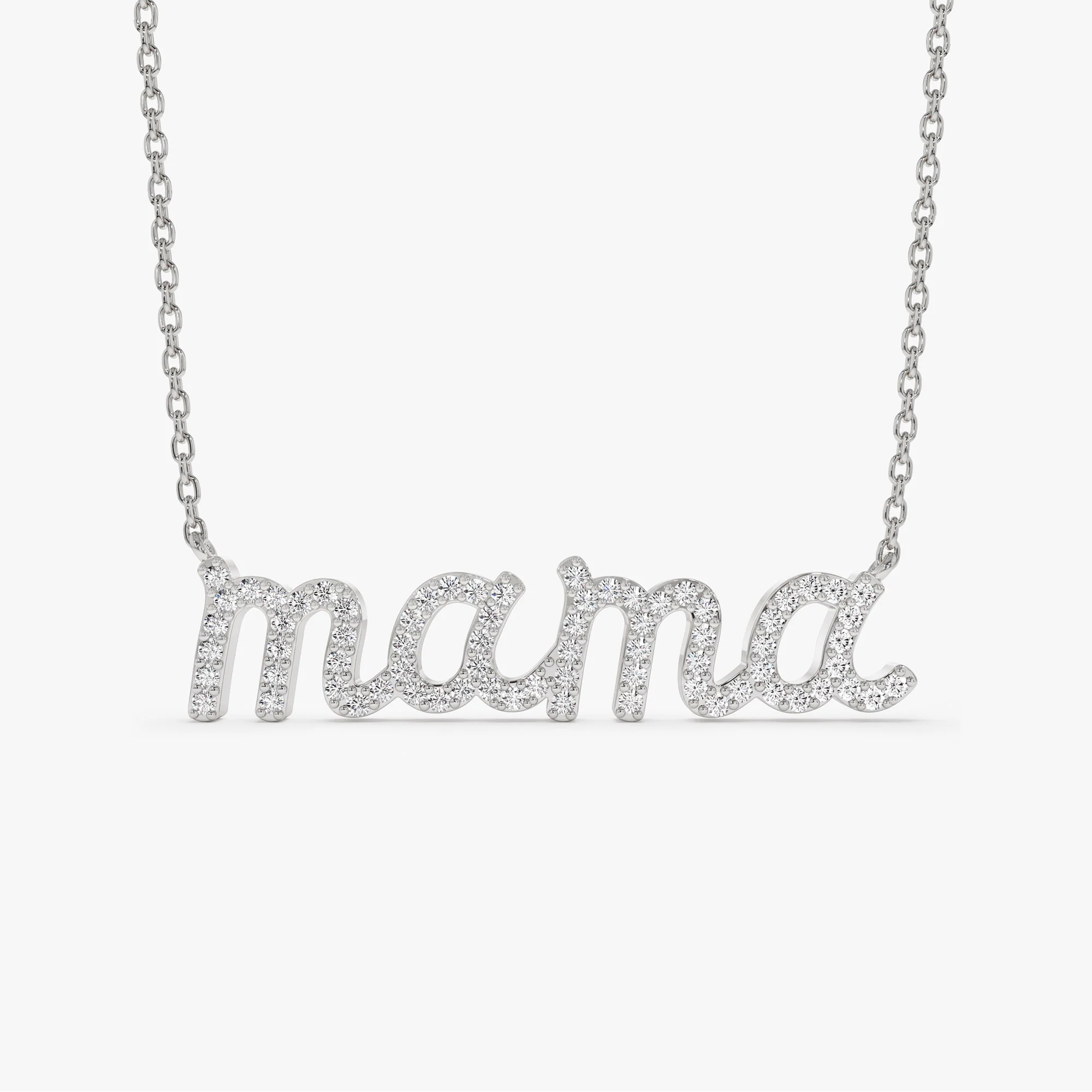 14k Diamond Script Mama Necklace - Image 7