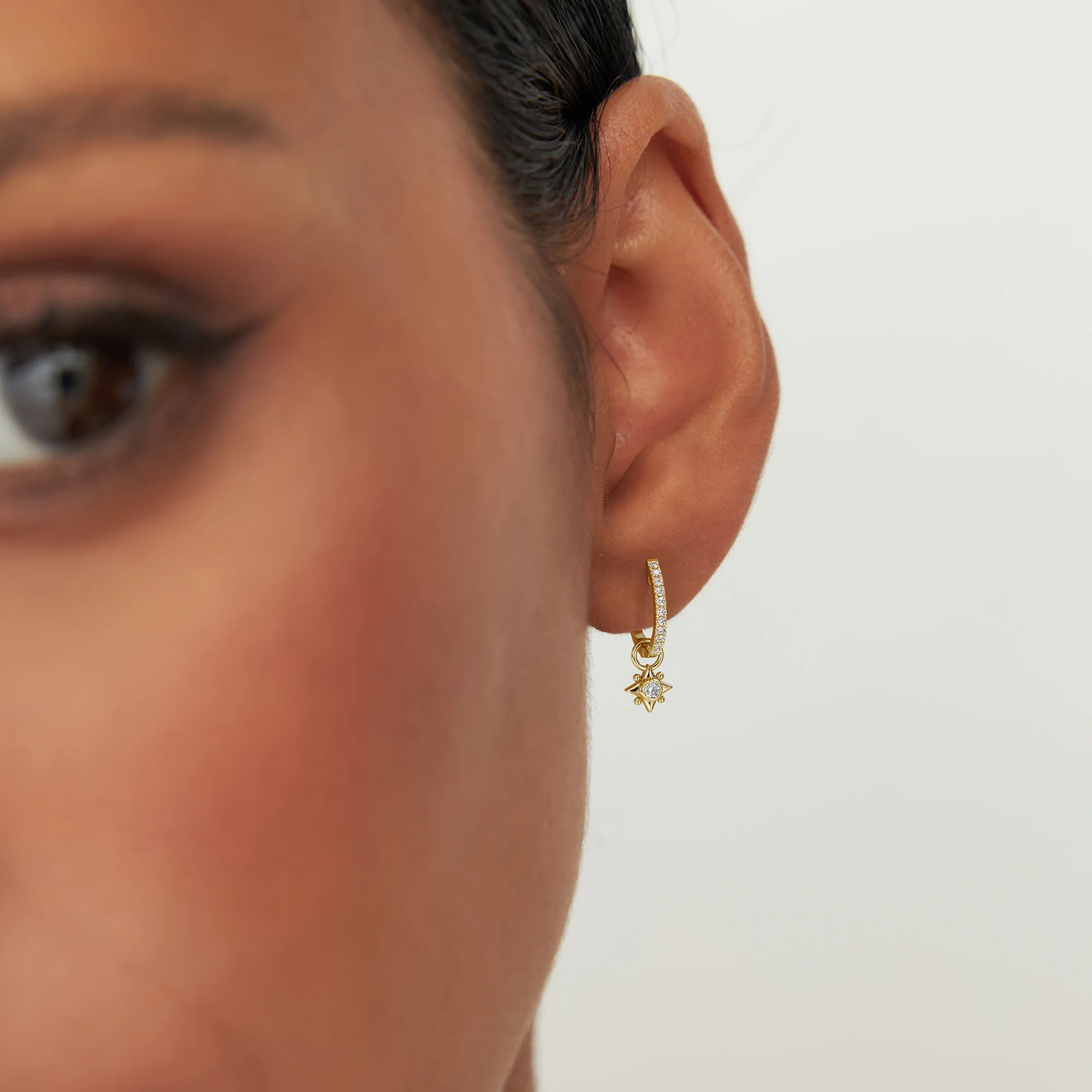 14k Diamond Starburst Hoop Charm - Image 2