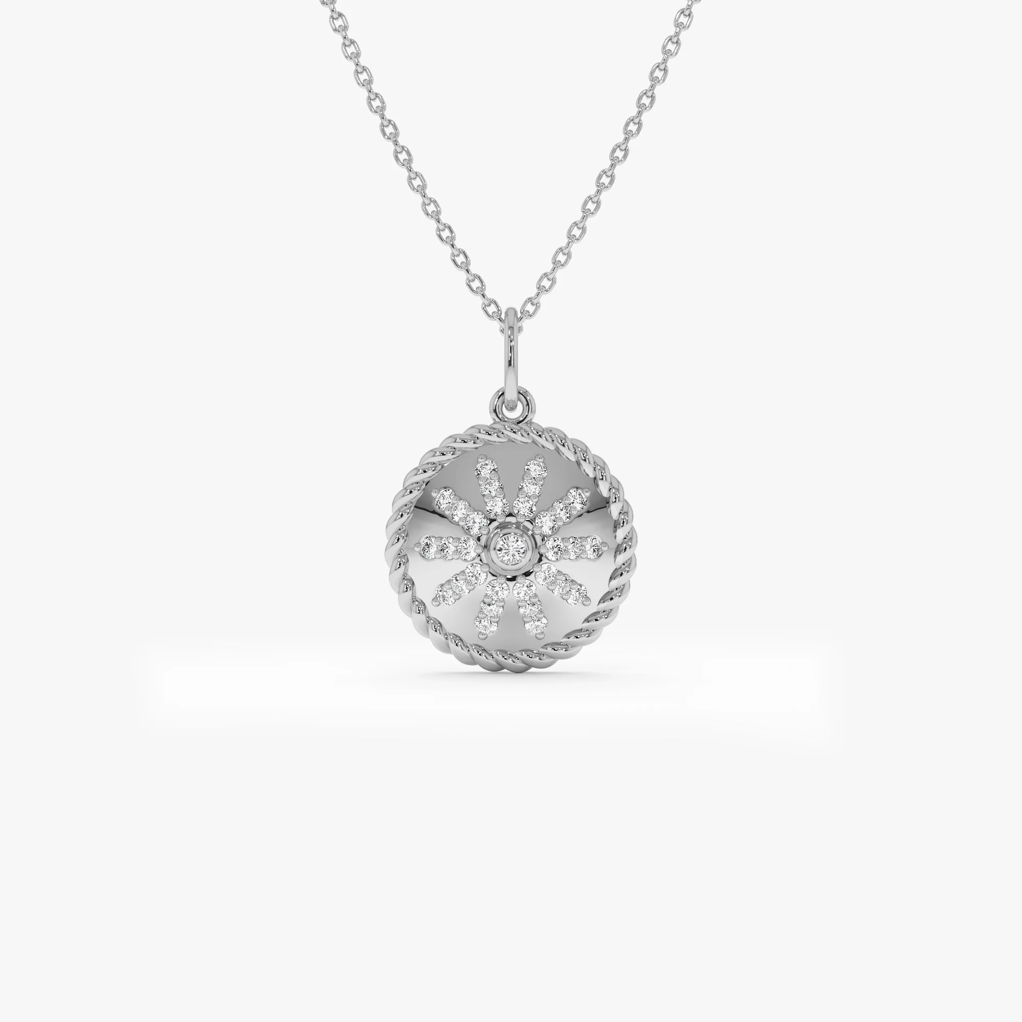 14k Diamond Sunburst Medallion Charm - Image 2