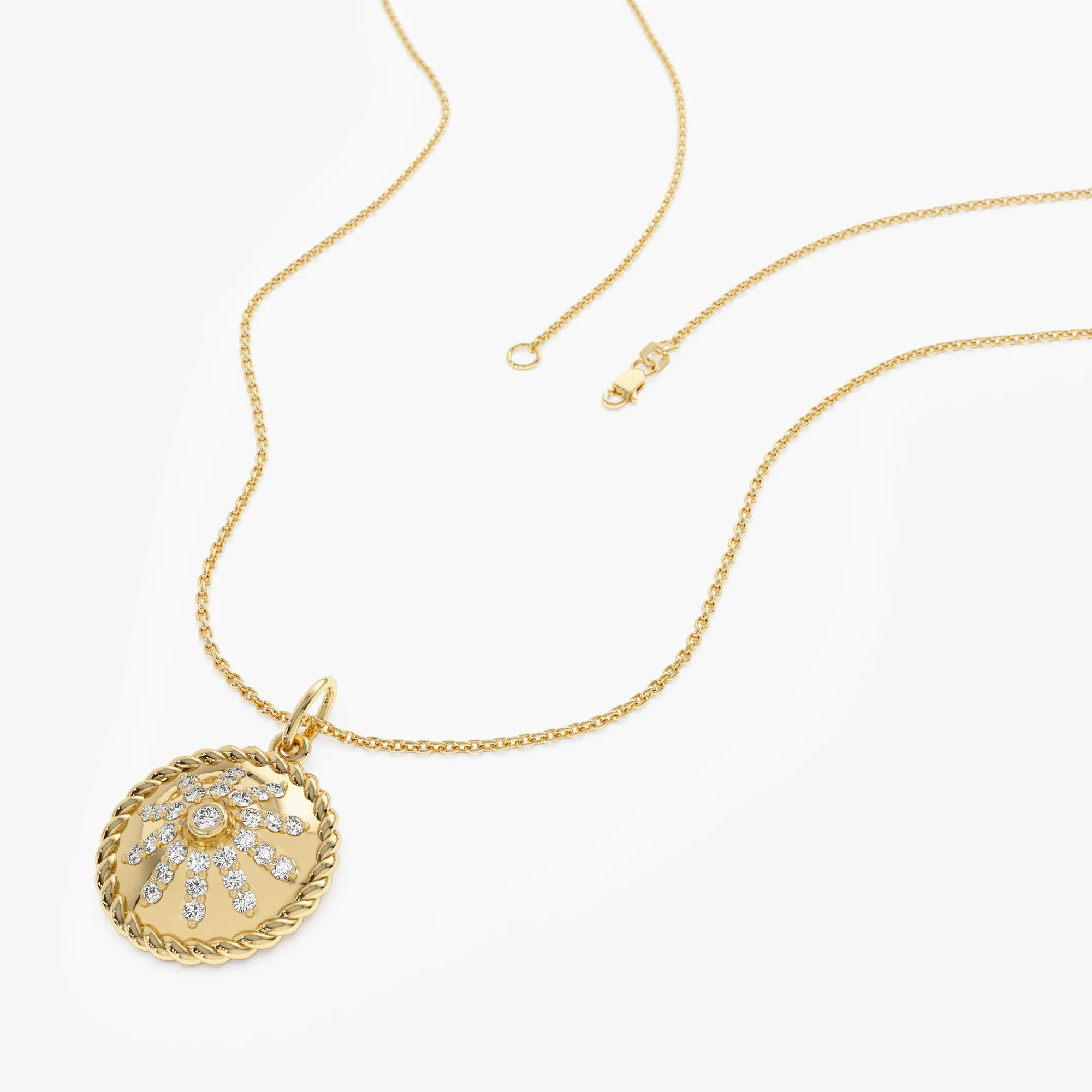 14k Diamond Sunburst Medallion Charm - Image 3