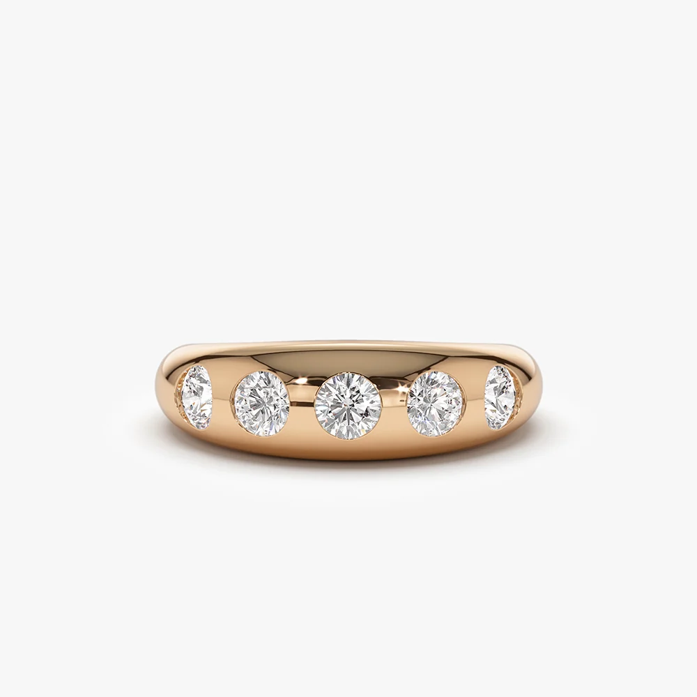14k Dome Chunky Statement Diamond Ring - Image 3