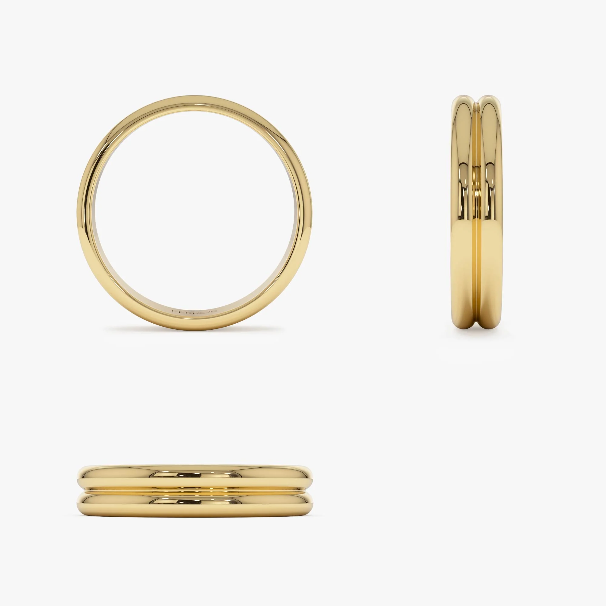 14k Double Dome Band Wedding Ring - Image 9