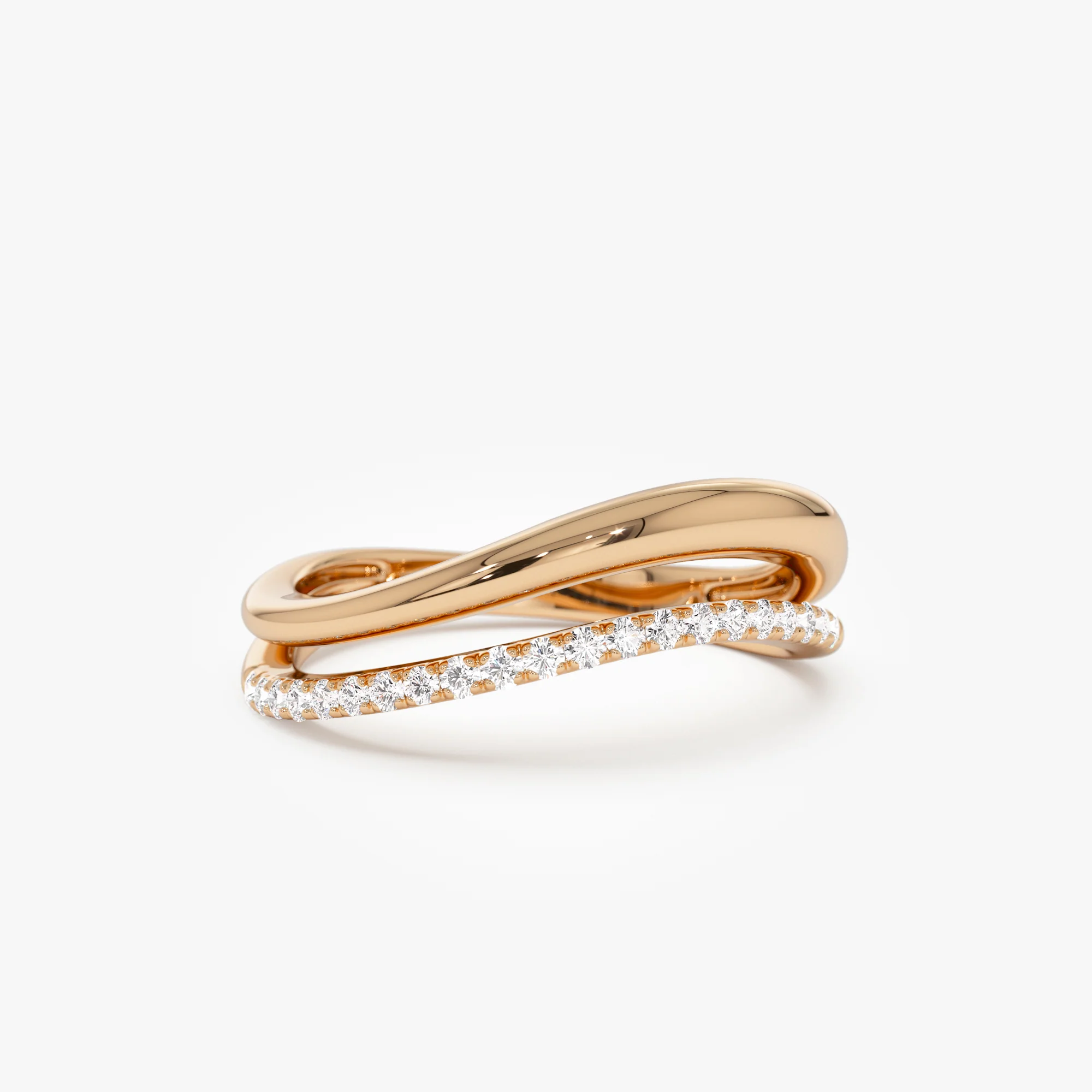 14k  Double Ring Waive Design Diamond Ring - Image 5