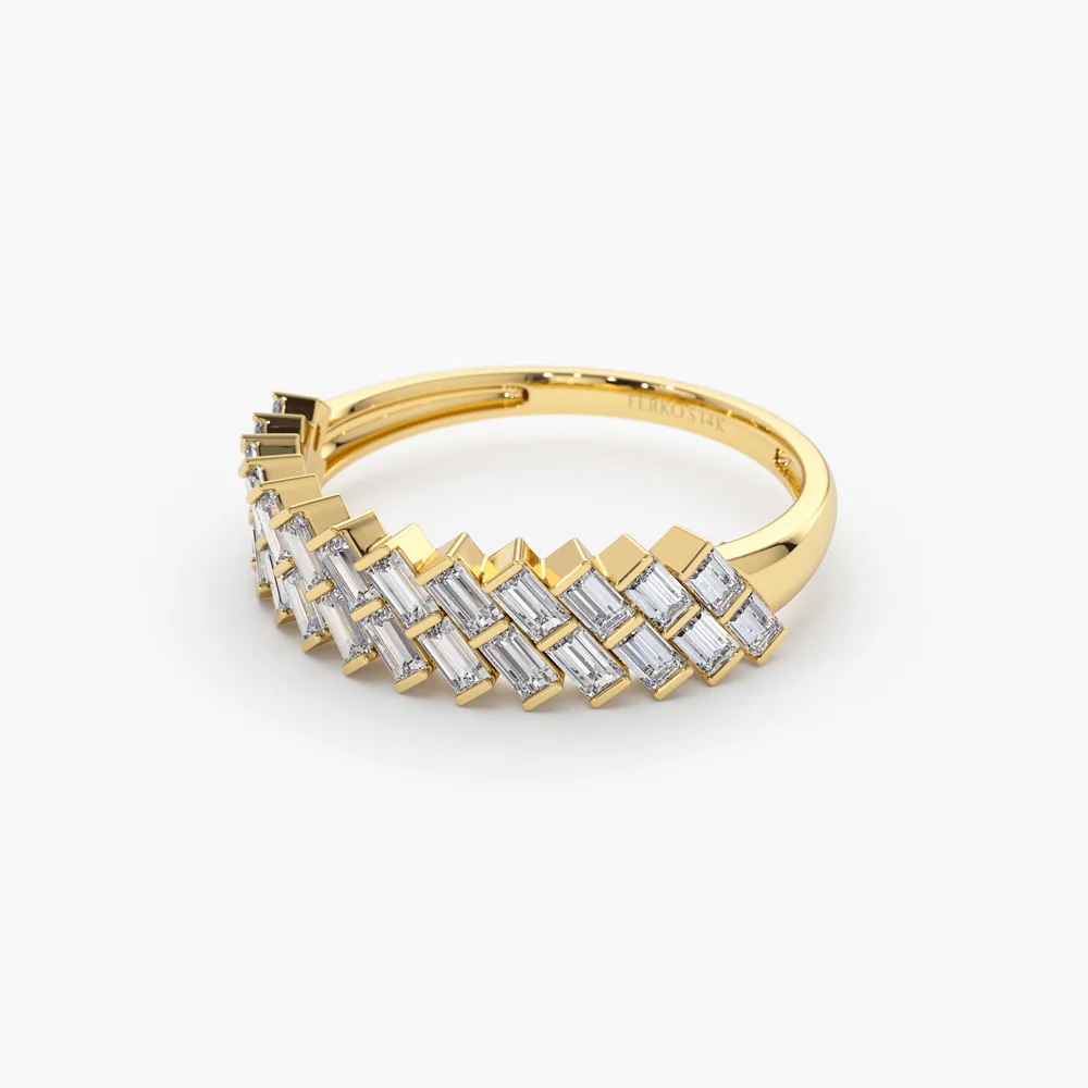14k Double Row Diagonal Baguette Ring - Image 7