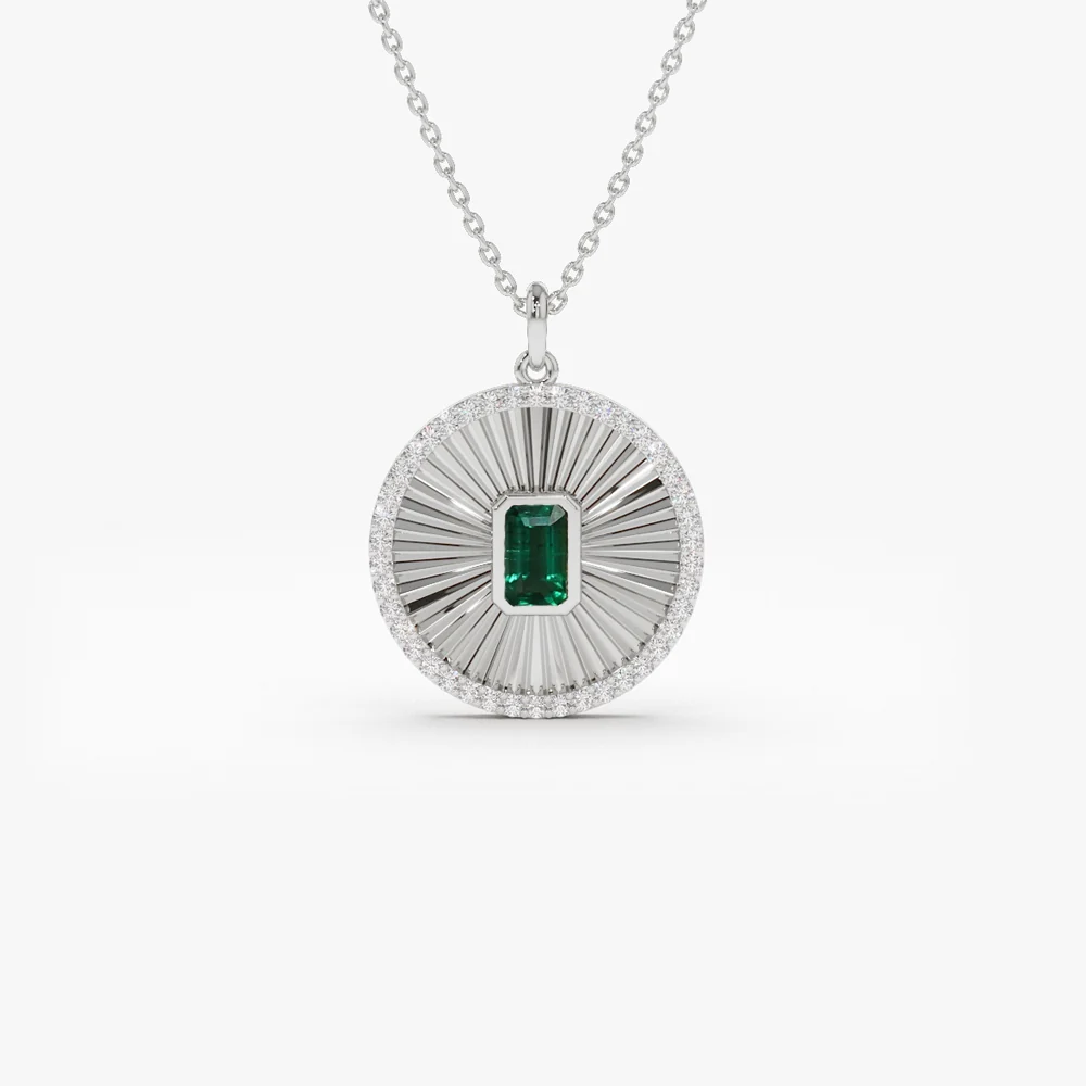 14K Emerald and Diamond Medallion Necklace - Image 7