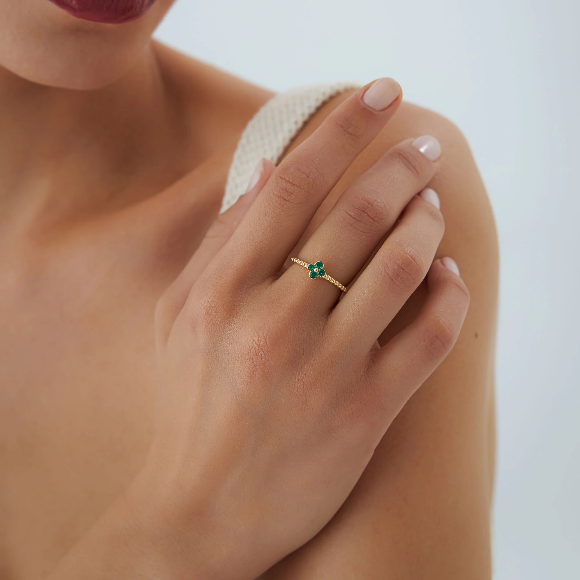 14k Emerald Clover Ring - Image 4