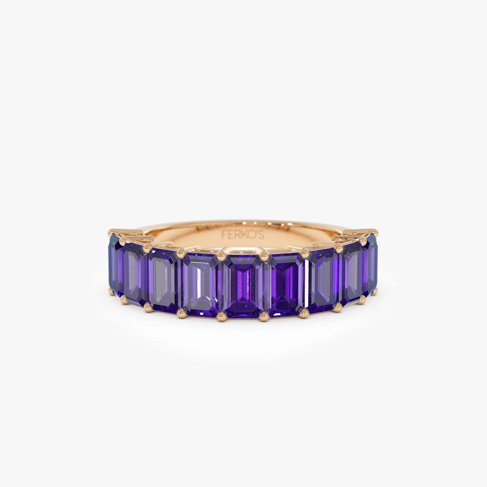 14k Emerald Cut Amethyst Nine Stone Ring 2.55ctw - Image 7