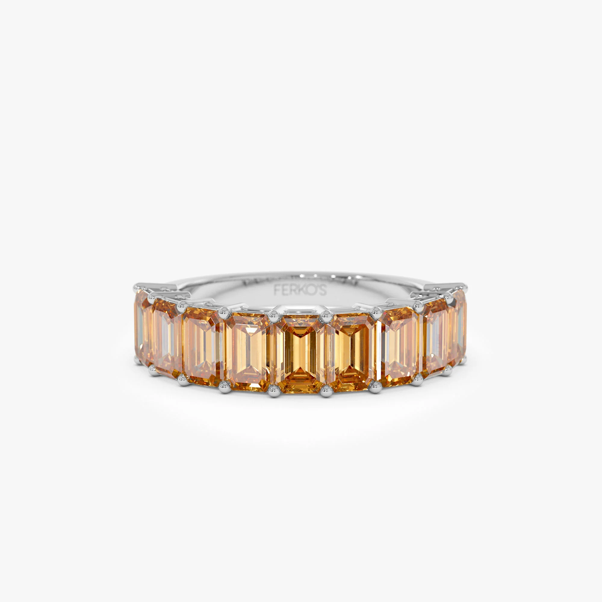 14k Emerald Cut Citrine Nine Stone Ring 2.70ctw - Image 7