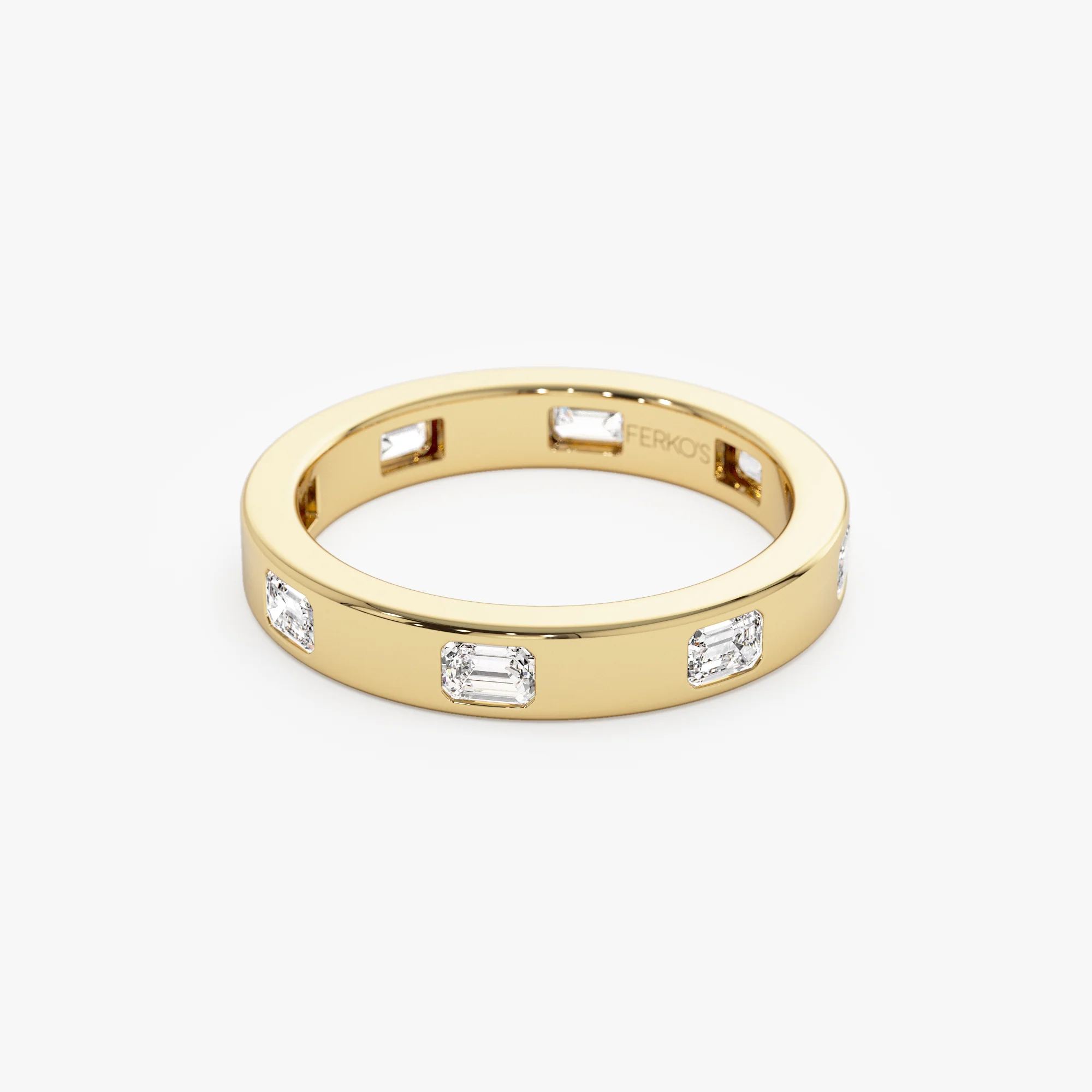 14k Emerald Cut Full Eternity Flush Setting Diamond Band - Image 6