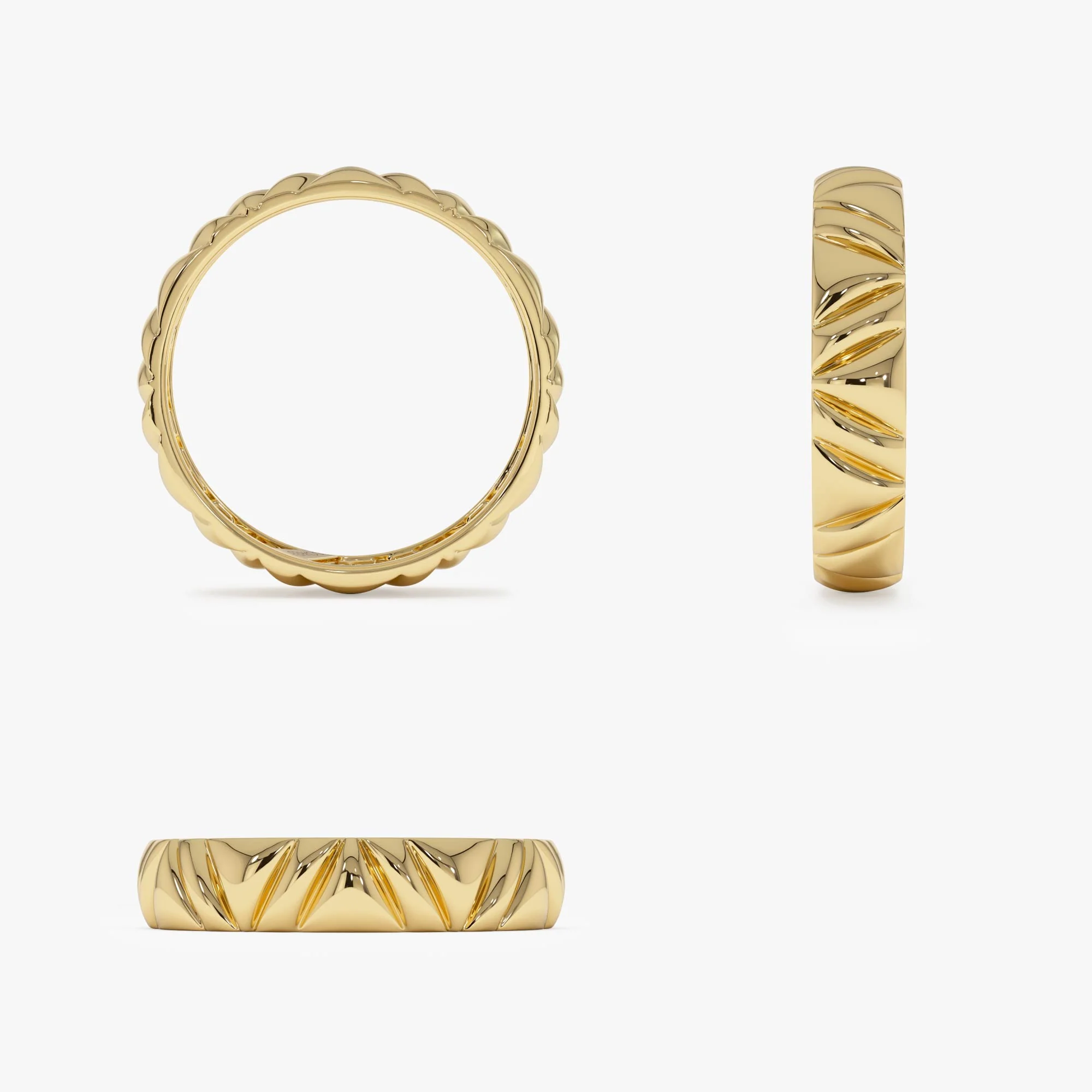 14K Engraved Chevron Band Ring - Image 9