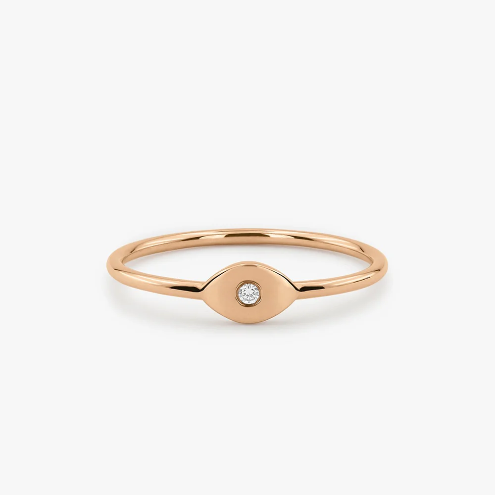 14K Gold Evil Eye Diamond Ring - Image 7