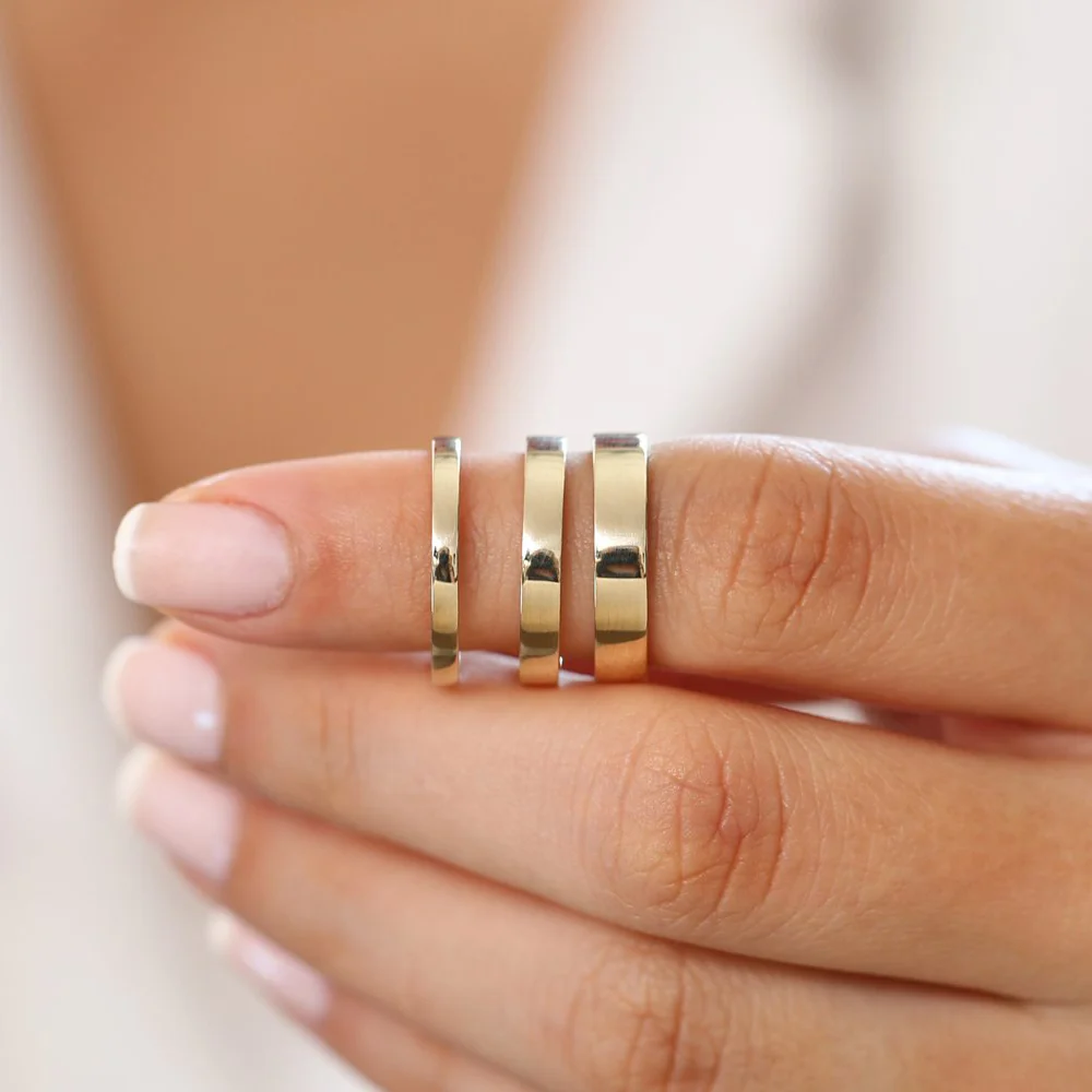 14K Flat 3MM Wedding Band - Image 3