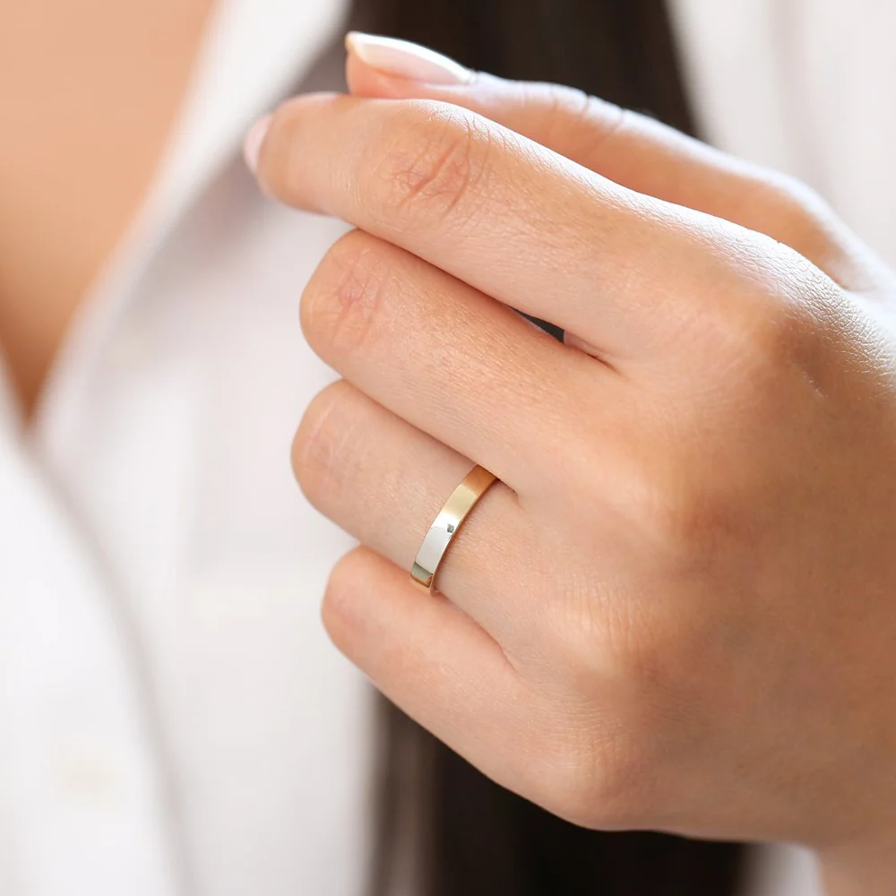 14K Flat 3MM Wedding Band - Image 5