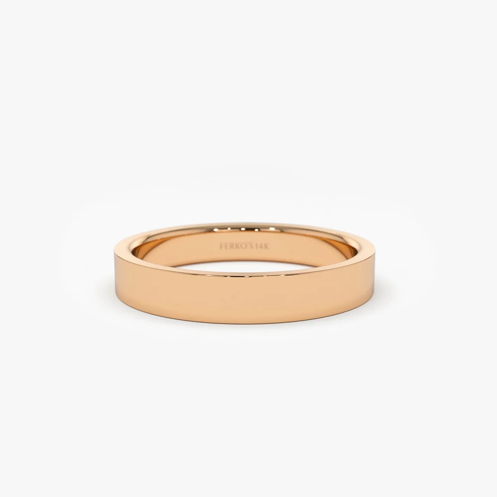 14K Flat 3MM Wedding Band - Image 7