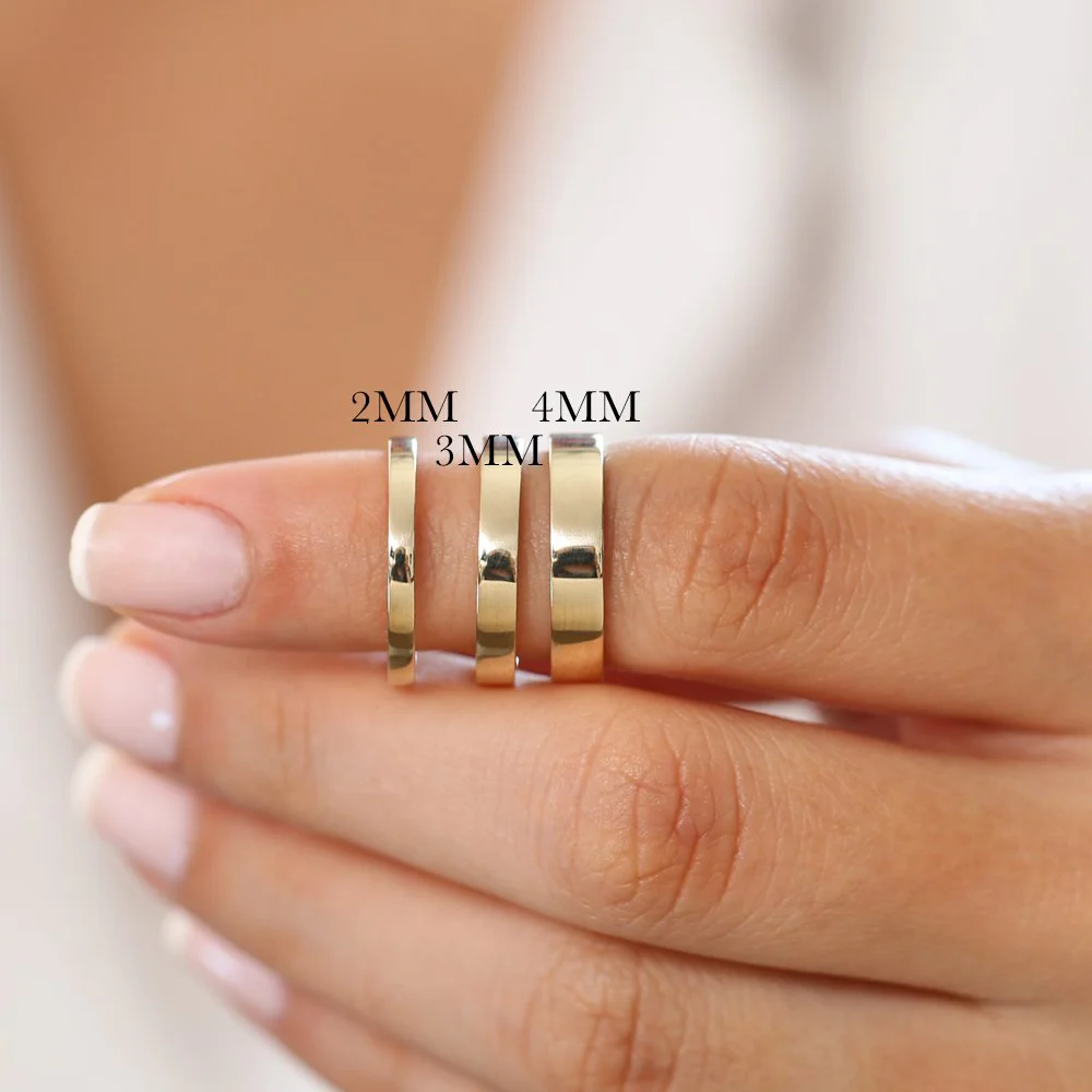 14K Flat 4MM Wedding Band - Image 6