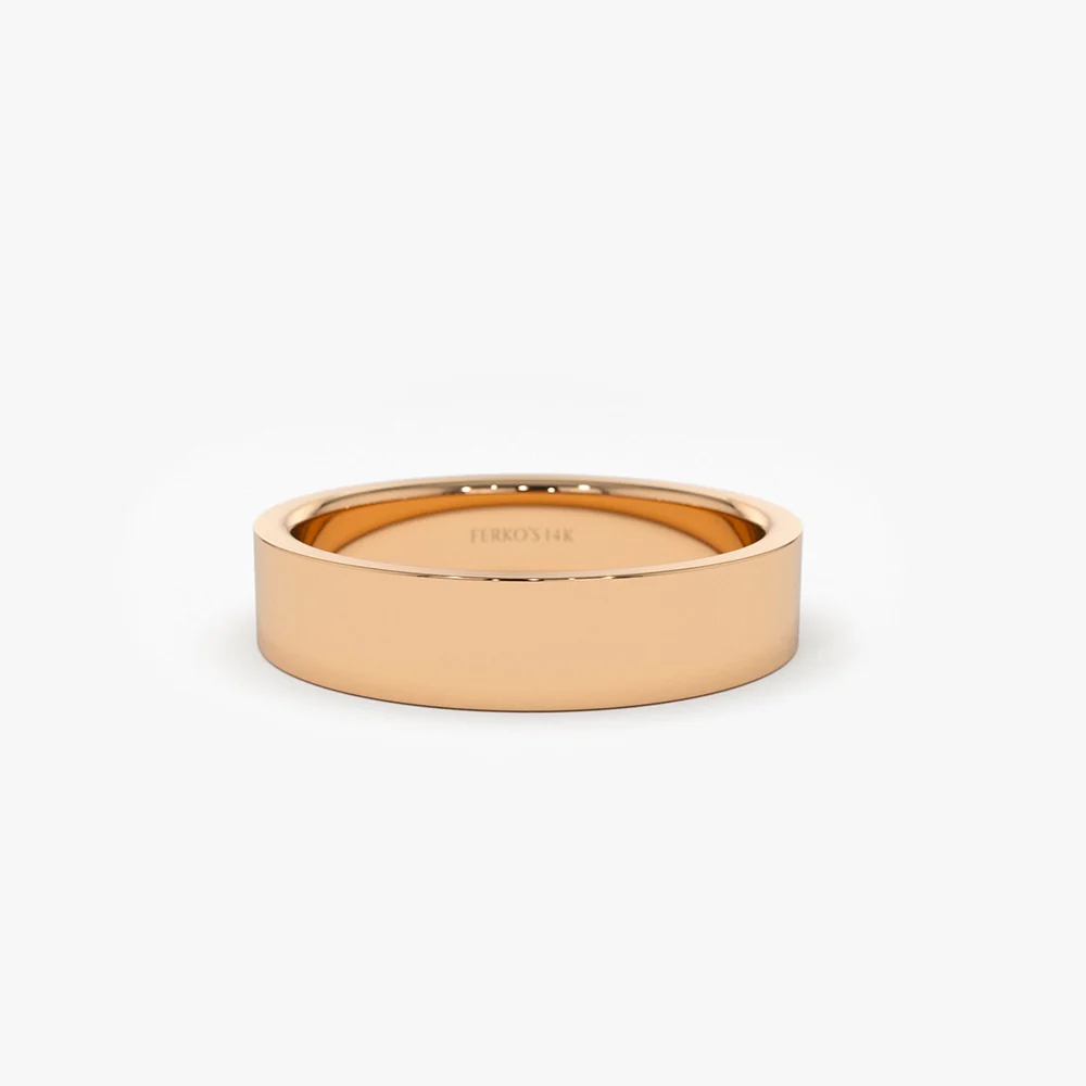 14K Flat 4MM Wedding Band - Image 7