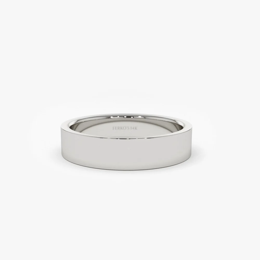 14K Flat 4MM Wedding Band - Image 8