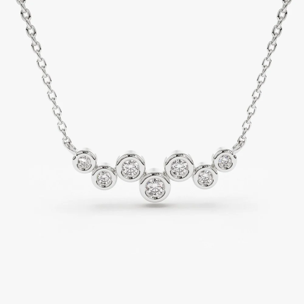 14K Gold Floating Diamond Bubble Necklace - Image 6
