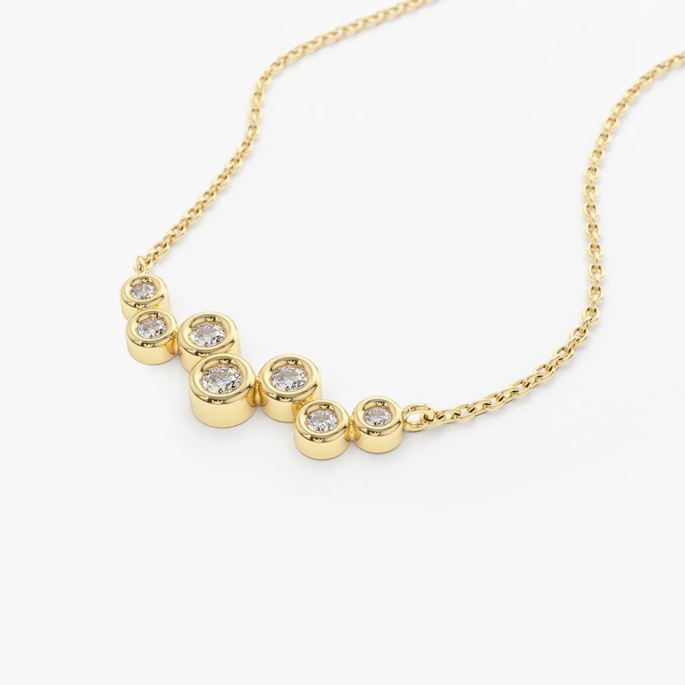 14K Gold Floating Diamond Bubble Necklace - Image 7