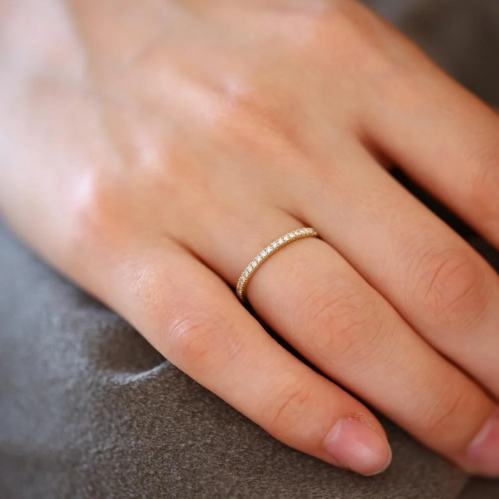 14K Gold 1.5MM Full Eternity Diamond Ring - Image 3