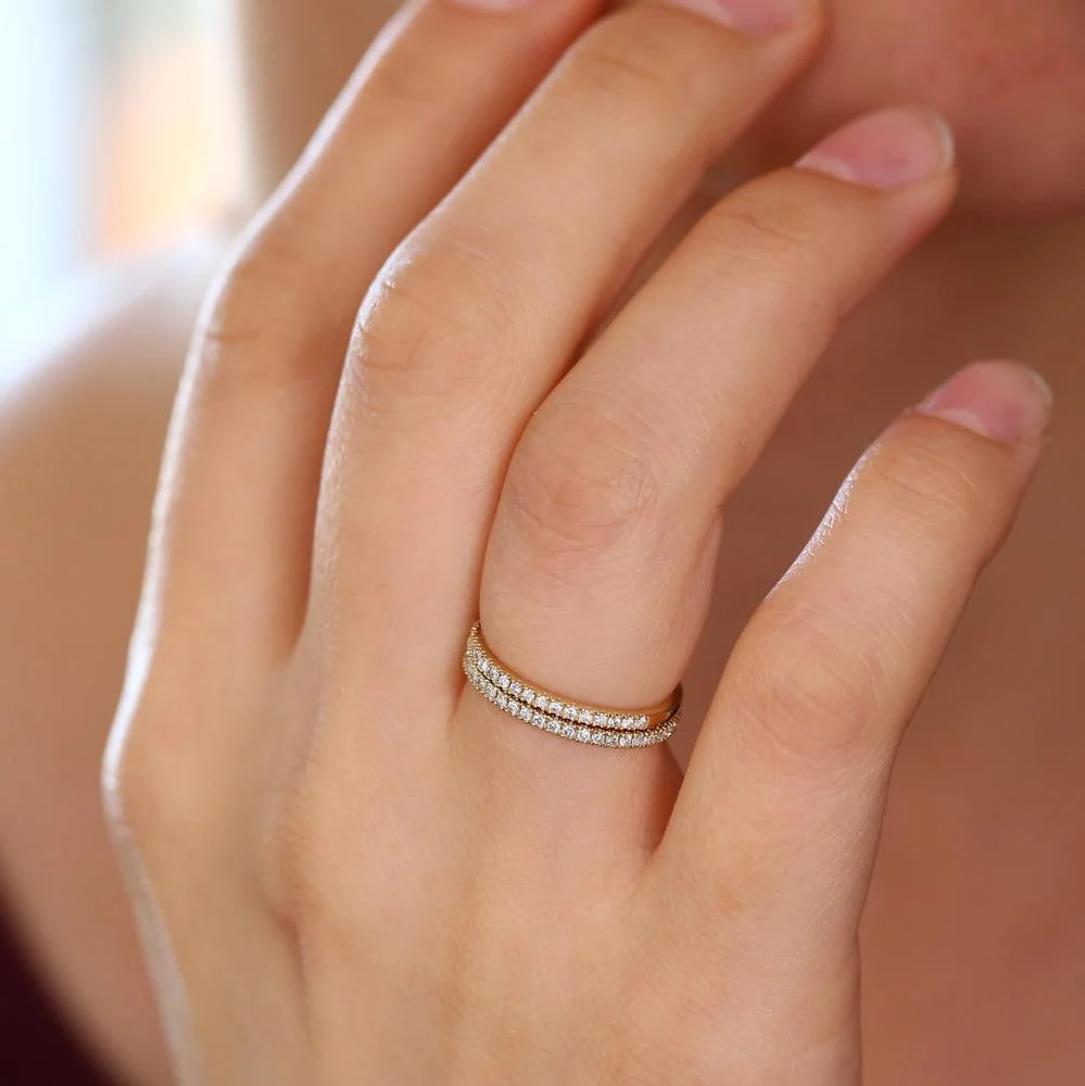 14K Gold 1.5MM Full Eternity Diamond Ring - Image 4