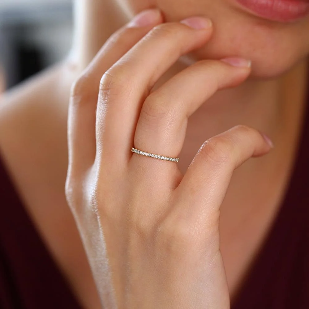 14K Gold 1.5MM Full Eternity Diamond Ring - Image 5