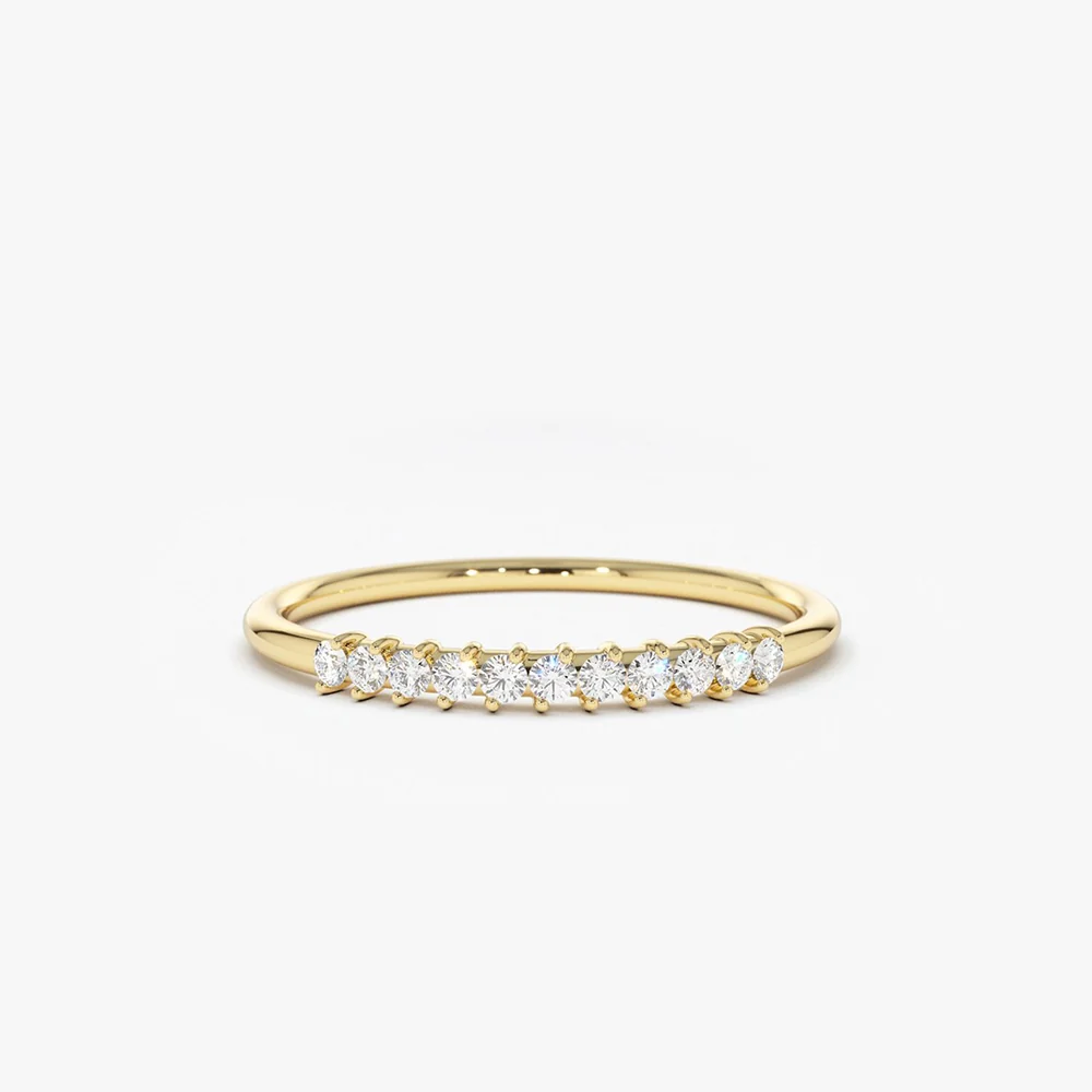 14K Gold 11 Stone Petite Diamond Wedding Band