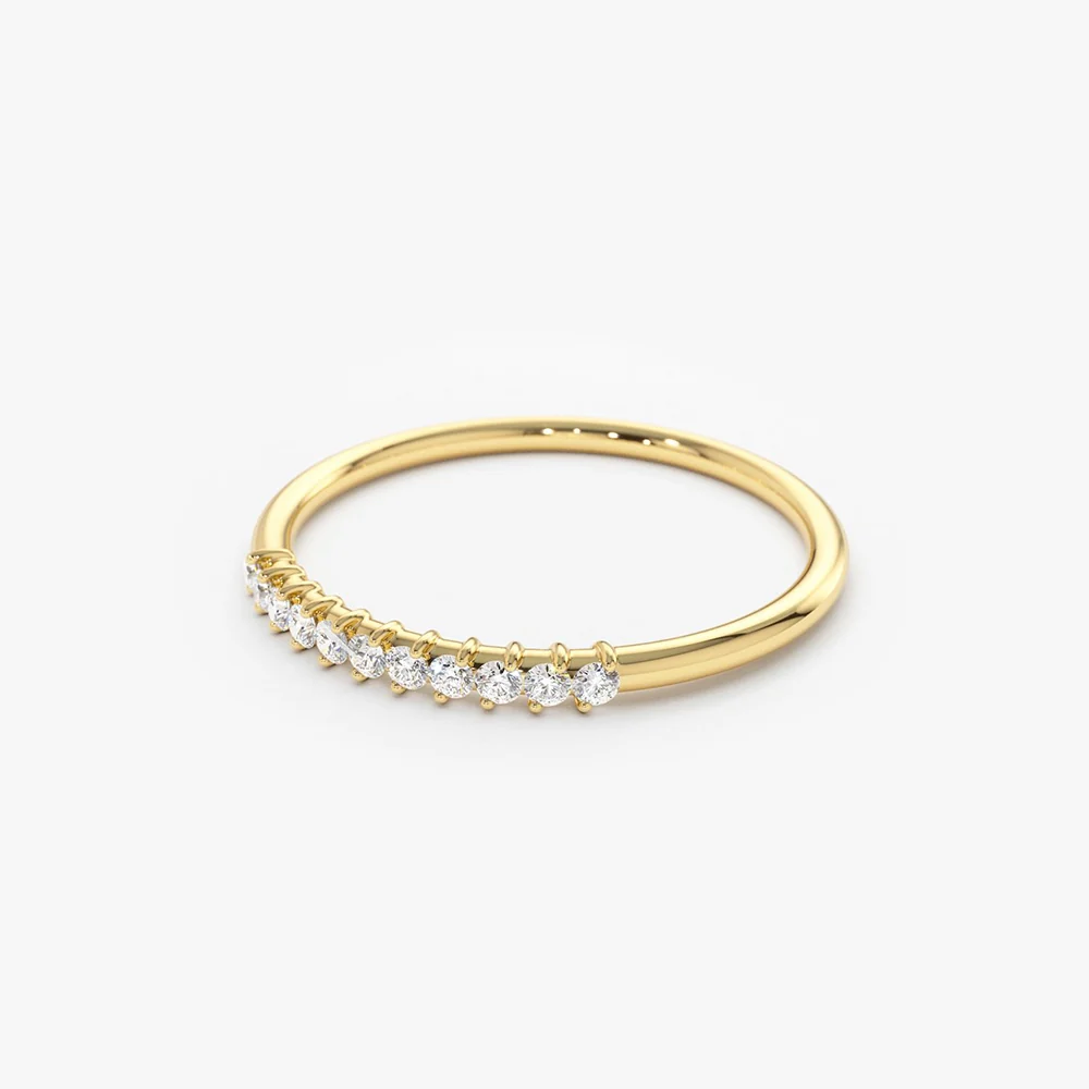 14K Gold 11 Stone Petite Diamond Wedding Band - Image 9