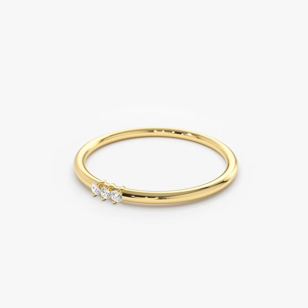 14K Gold 3 Stone Minimalist Diamond Ring - Image 10