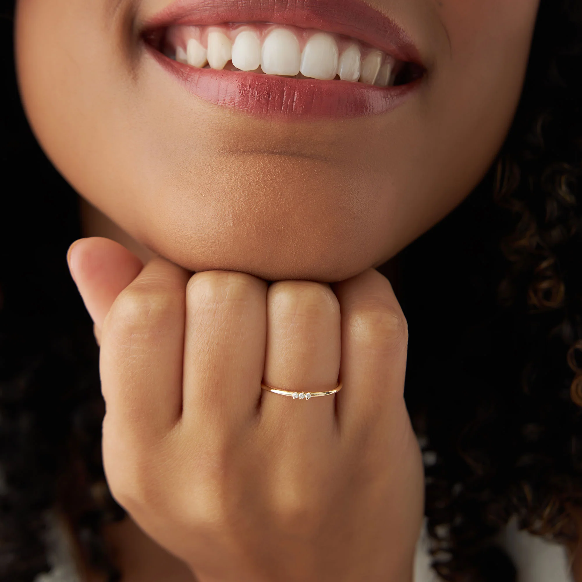 14K Gold 3 Stone Minimalist Diamond Ring - Image 3