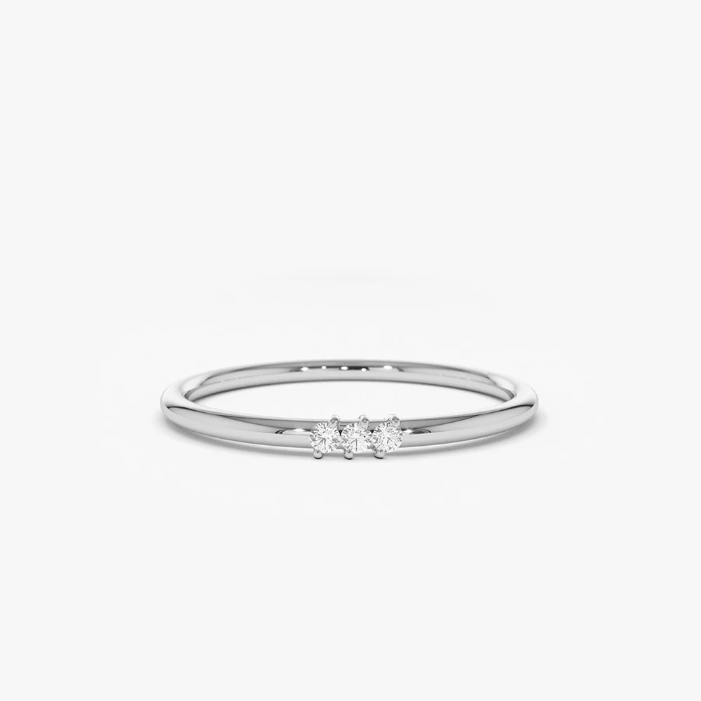 14K Gold 3 Stone Minimalist Diamond Ring - Image 9