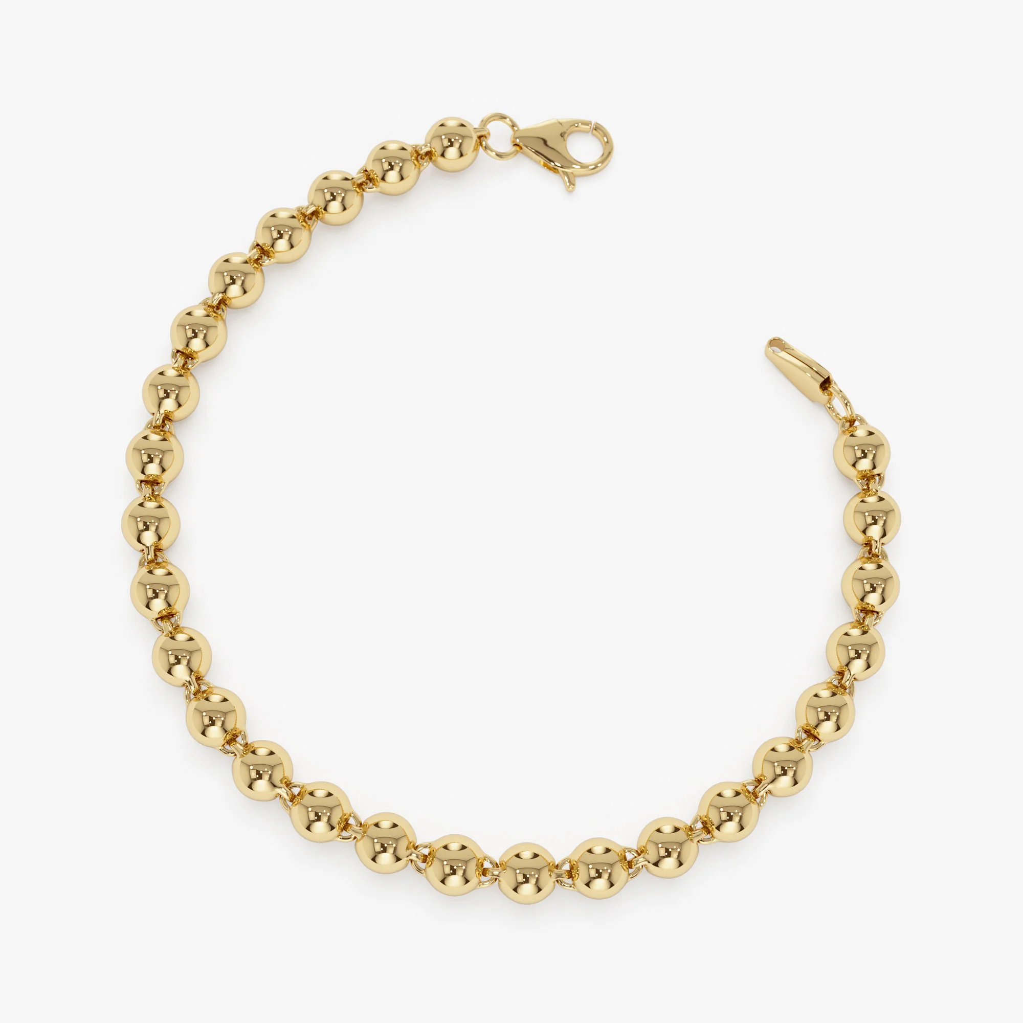 14K Gold 5 MM Bead Bracelet - Image 6