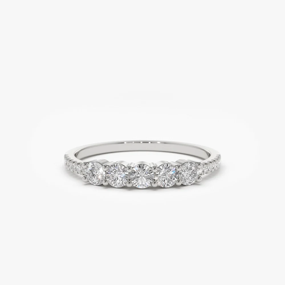 14K Gold 5 Stone Diamond Anniversary Ring - Image 5